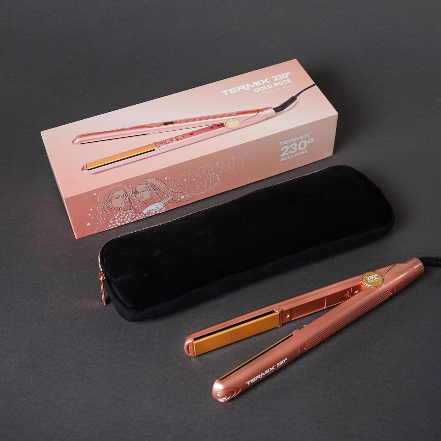 Termix Professional Iron 230&ordm; Gold Rose Limited Edition, Ceramic and Tourmaline Plates, Ionic and Nanotechnology, Digital Temperature Controller, Perfect Finish