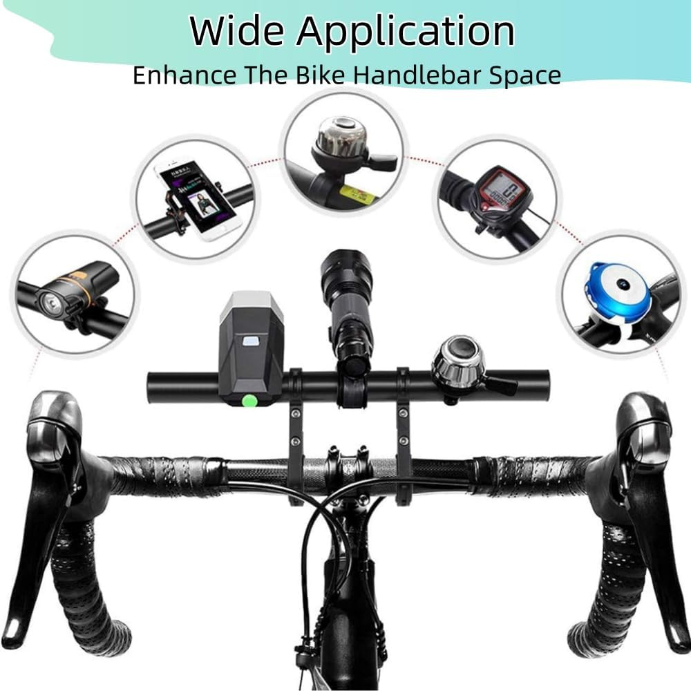 HIDOSNG Bike Handlebar Extender Double Extension Bracket Aluminum Alloy Super Long Clamp Bracket Accessory Handlebar Extension Rack for Holding Bicycle Speedometer, GPS, Phone Mount image number 1