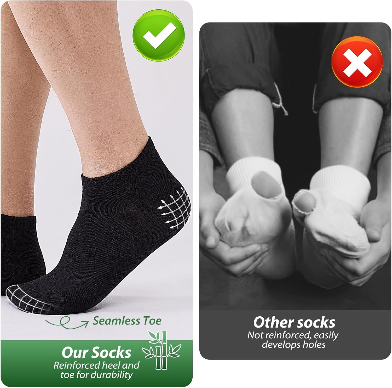 10 Pairs Bamboo Trainer Socks for Mens Womens and Ladies, Low Cut Ankle Seamless Sock, Moisture-Wicking Short Athletic Socks for Sports, Running, Gym, Casual image number 2