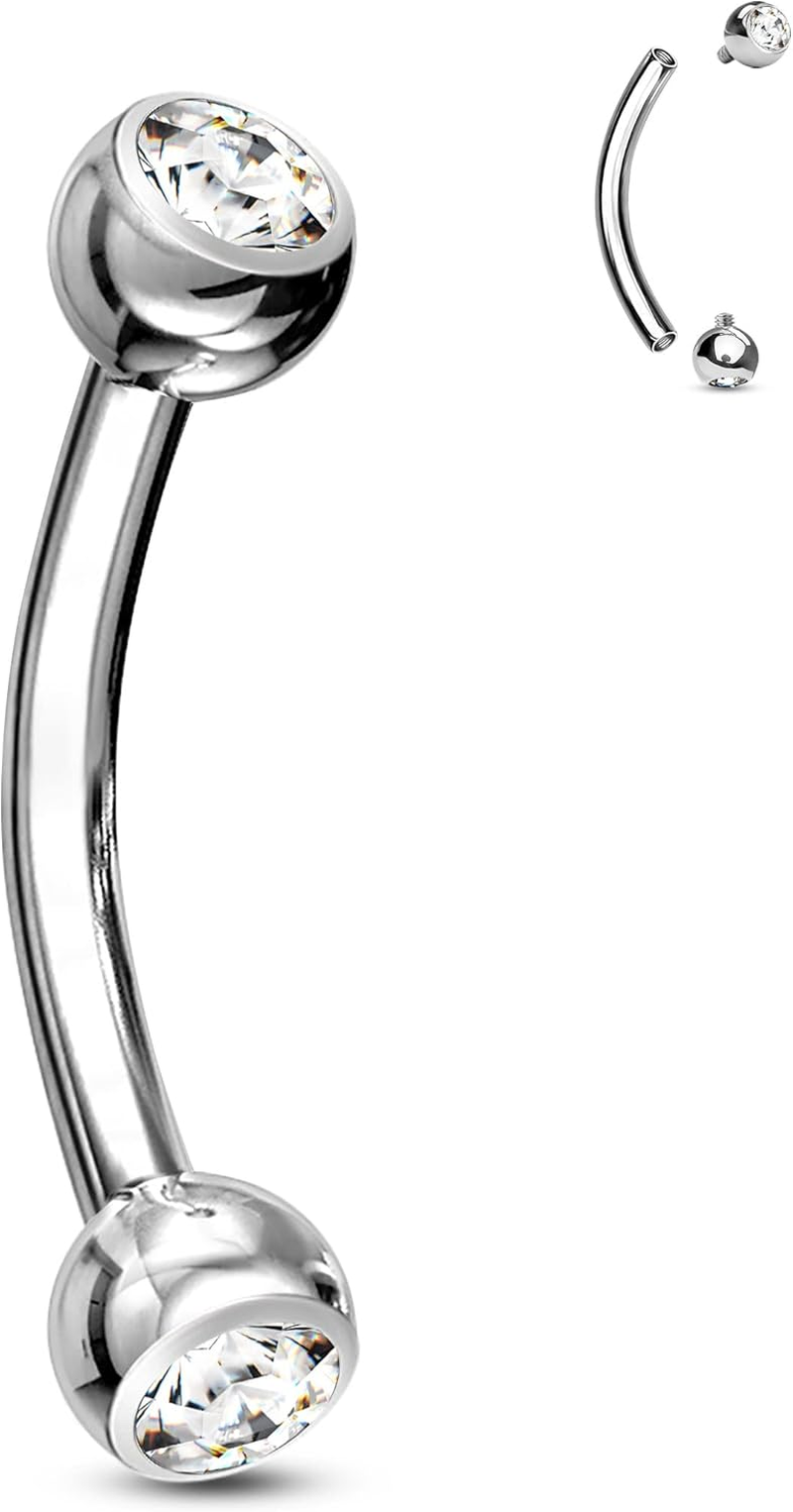 COCHARM Hypoallergenic G23 Solid Titanium 14G Belly Button Rings Cute Surgical Steel Belly Bar Curved Navel Bananabell 8Mm 10Mm 12Mm 14Mm 16Mm Navel Piercing Jewellery image number 4