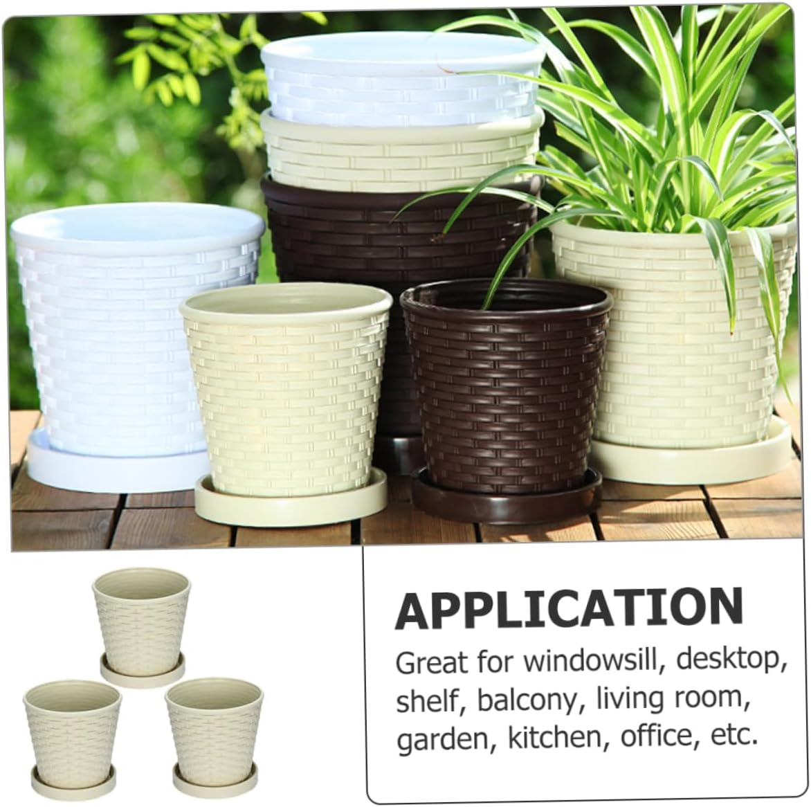 3Sets Resin Flower Pots for Garden Decoration Simple Design Resin Plant Pots for Succulents Indoor Outdoor Use image number 4