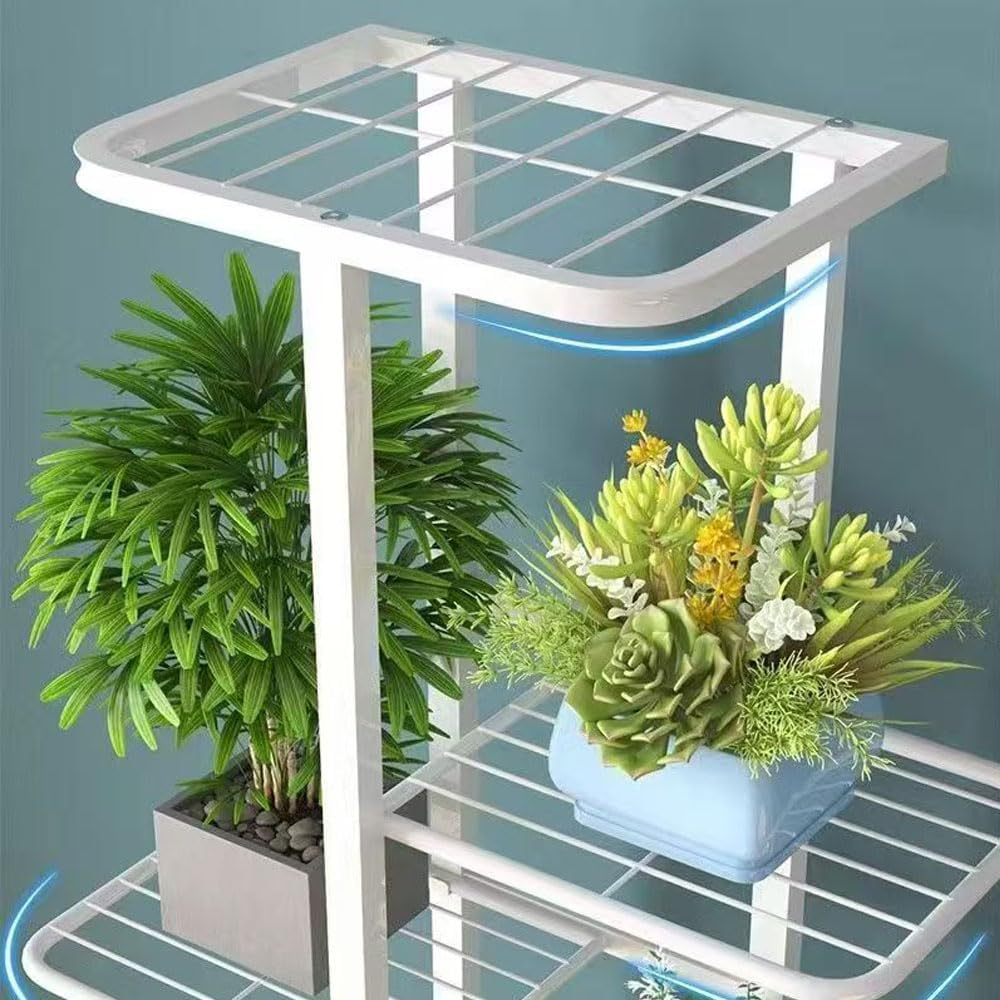 Hbluefat 4 Tier Metal Plant Stand Rack, 5 Potted Multiple Flower Pot Holder Shelf, Indoor&Outdoor Planter Display Shelves for Patio Garden, Living Room, Corner Balcony and Bedroom (White) image number 3