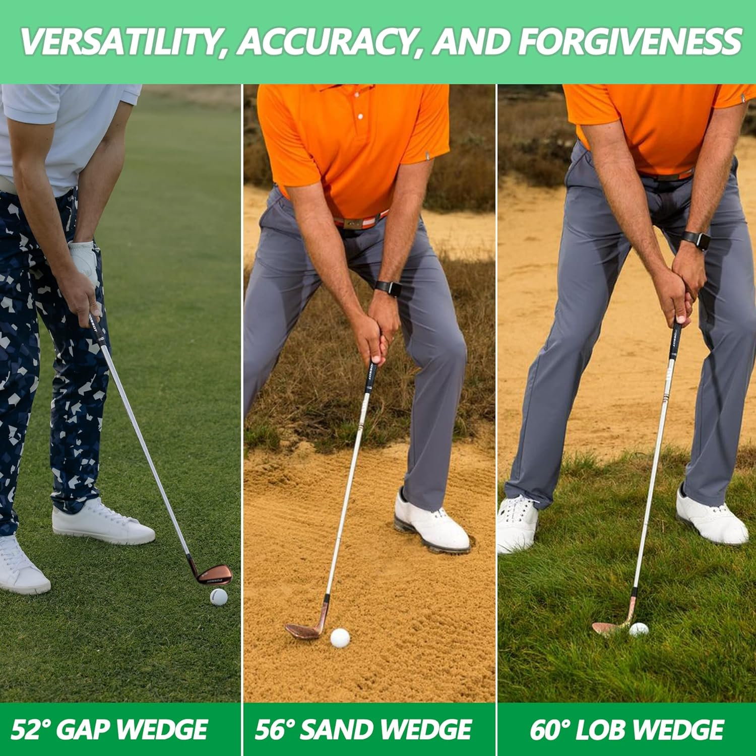 Wedge Set - 52&deg;, 56&deg;,60&deg; Degree Wedge Right Hand -Gap Wedge and Sand Wedge and LOB Wedge - POSSOT Golf
