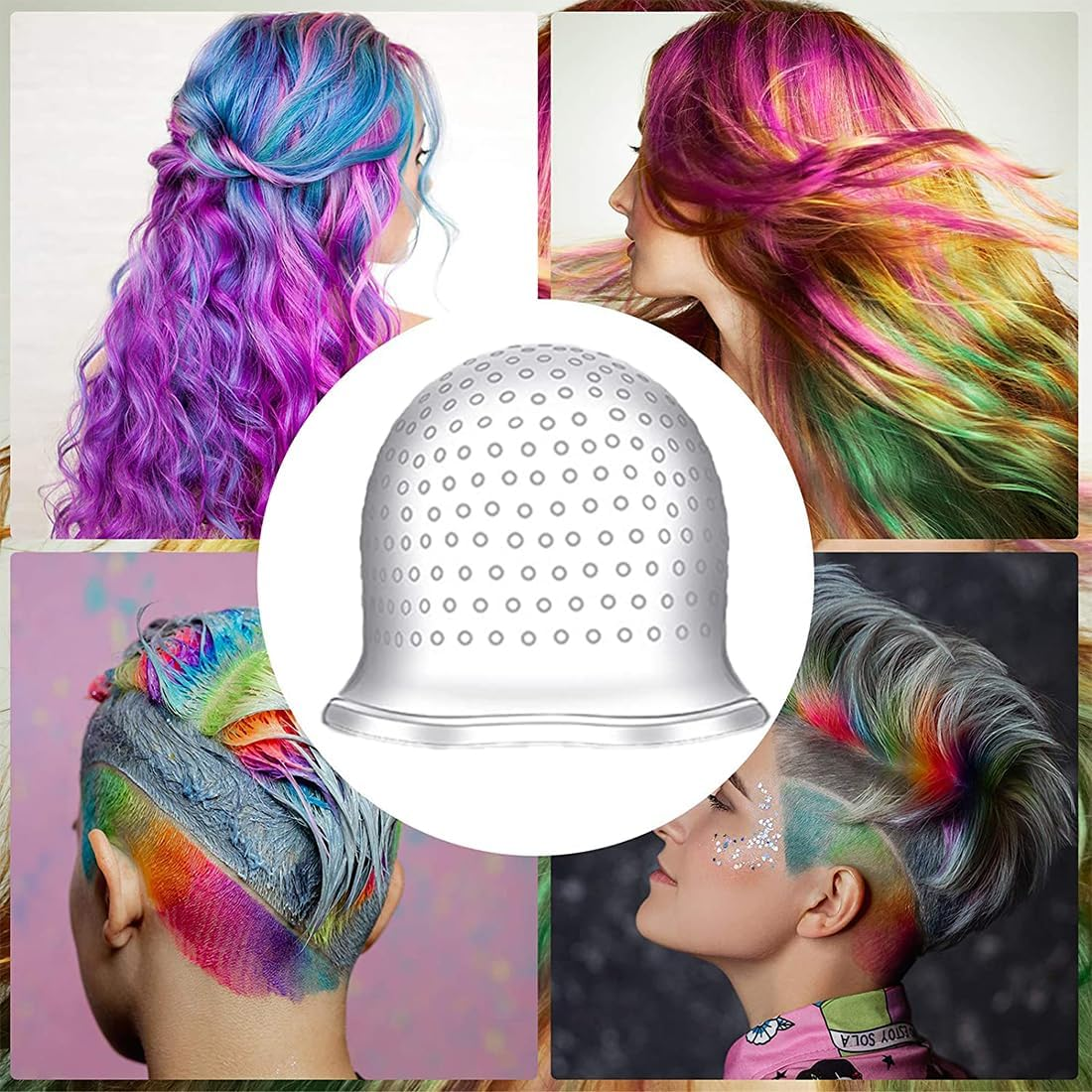 Silicone Highlight Cap, Highlight Cap, Reusable Salon Hairdressing Cap, Highlight Hair Cap, Salon Hair Dye Cap for Women Girls Colouring Hair, with Metal Hooks, White image number 1