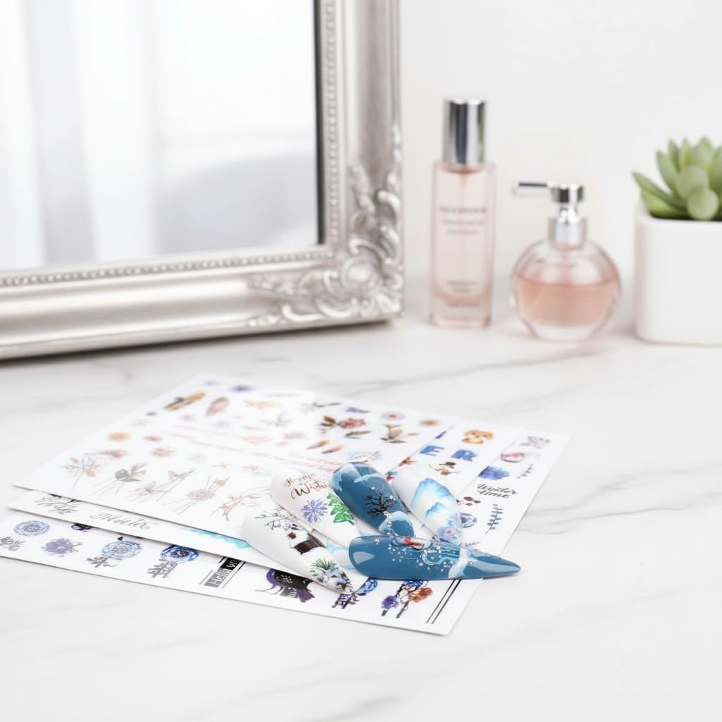 Christmas Nail Stickers 3D Self-Adhesive Nail Art Stickers for Women, Girls & Kids - Santa Claus, Snowman, Penguin & Elk,Nail Art, DIY Christmas Decoration, for Natural & Acrylic Nails(9 Sheets) image number 4