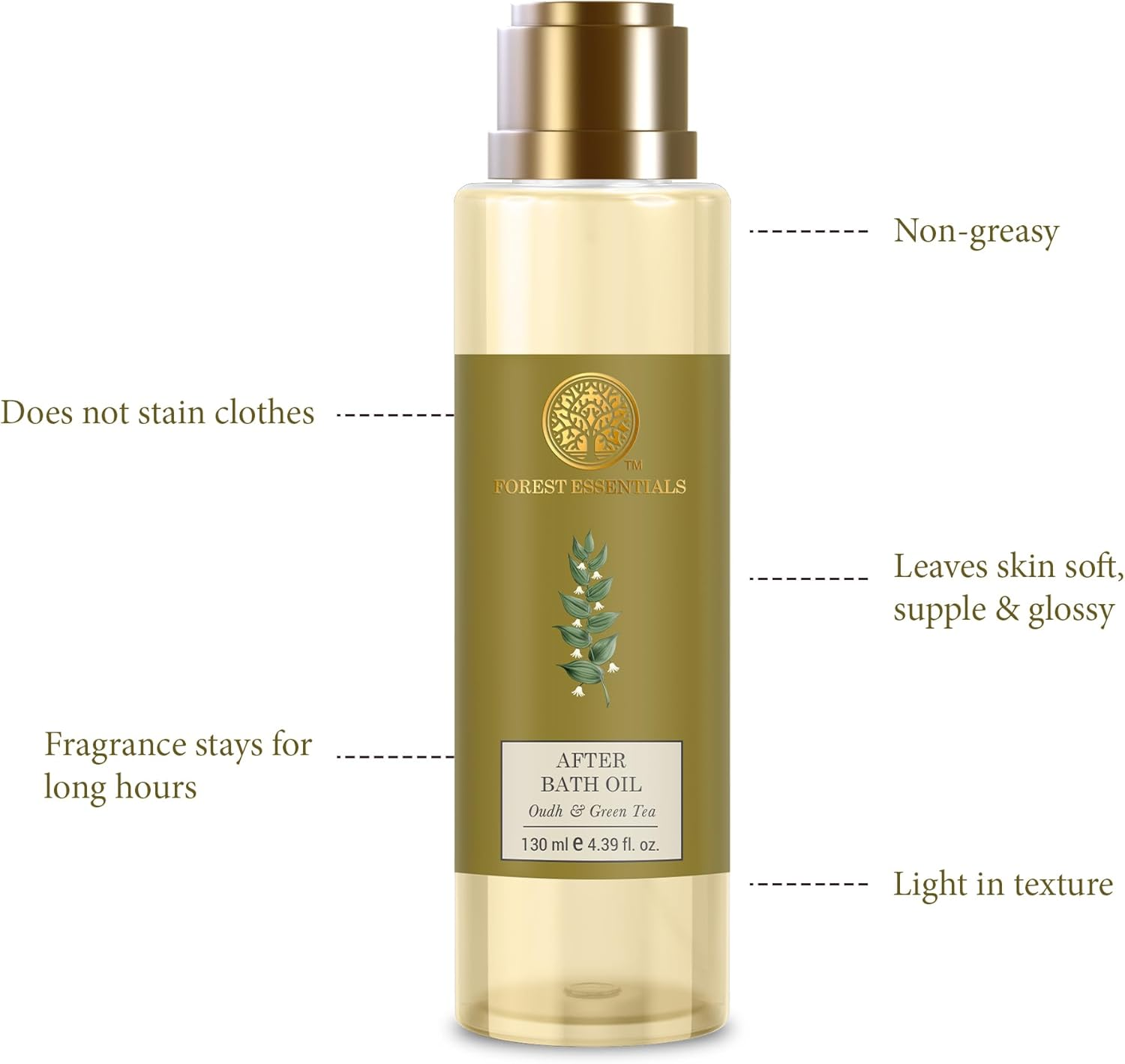 Forest Essentials after Bath Oil Oudh & Green Tea 130 Ml (Body Oil) image number 2