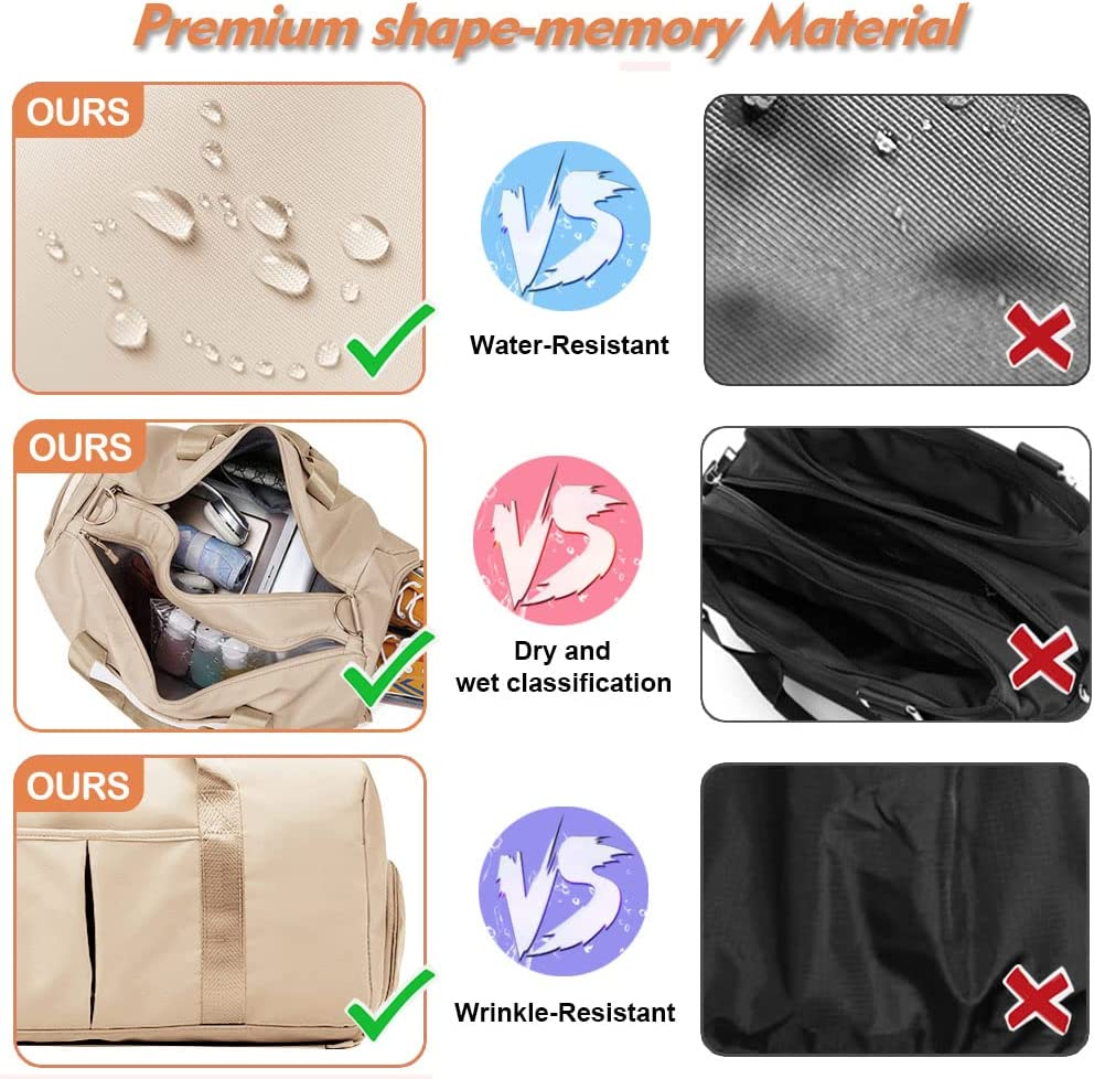 Small Gym Bag for Women and Men, Workout Bag for Sports and Weekend Getaway, Waterproof Dufflebag with Shoe and Wet Clothes Compartments