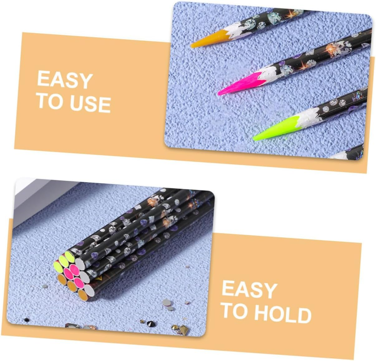 CTIRCHIU 4Pcs Stipple Crayons Nail Design Rhinestone Picker Pen Nail Art Tools for Diy Manicure image number 2