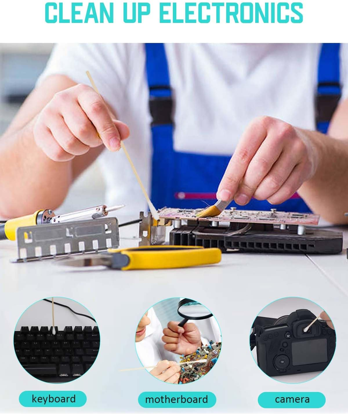 Dog Ear Cleaning Swabs 6 Inch &ndash; Long Bamboo Cotton Tips for Pet Ear Care, Cat & Puppy Ear Cleaning, Lint-Free Absorbent Swabs for Bath Aftercare & Outdoor Hygiene, 400Pcs with Resealable Box image number 1