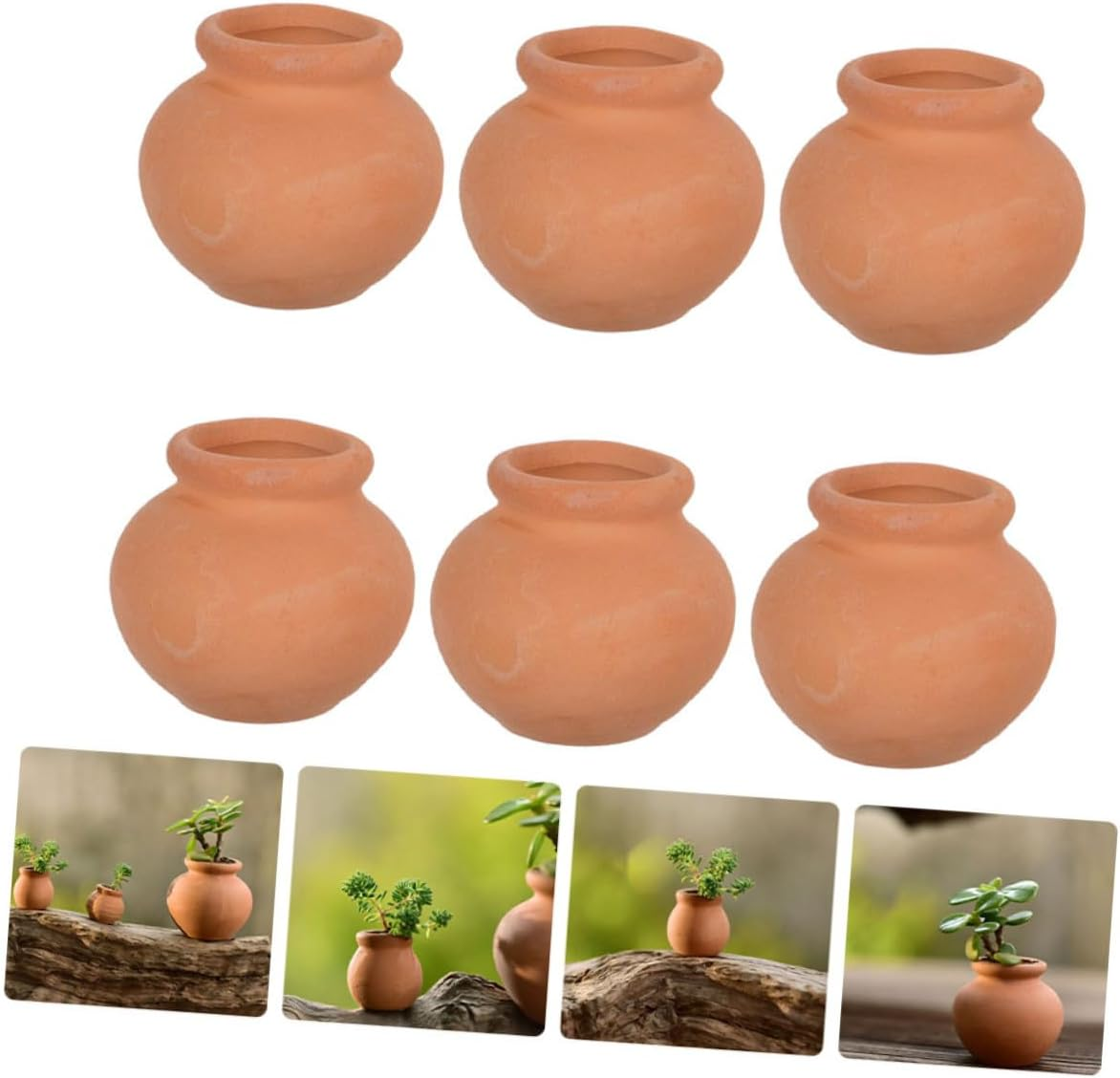 Milisten 6Pcs Small Plants Holder Pot Holder Terracotta Pots Holders Terracotta Pots Aquarium Pots for Desi Breathable Plant Pots Mini Container Jar Clay Light Brown image number 4
