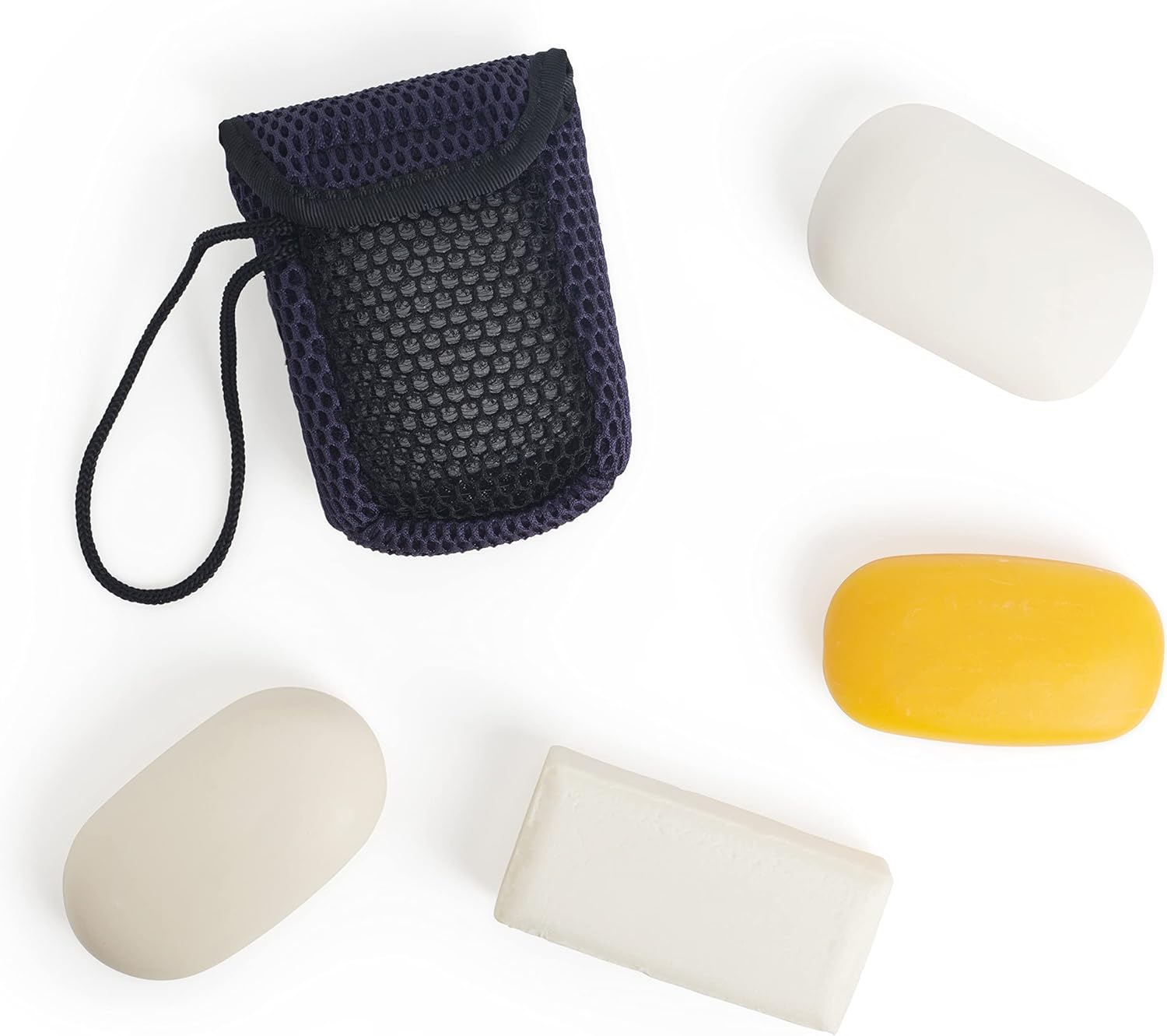 Mainbasics Exfoliating Bar Soap Pouch Dual-Sided Body Scrubber - Fits Standard Soap Bars, Blue image number 3