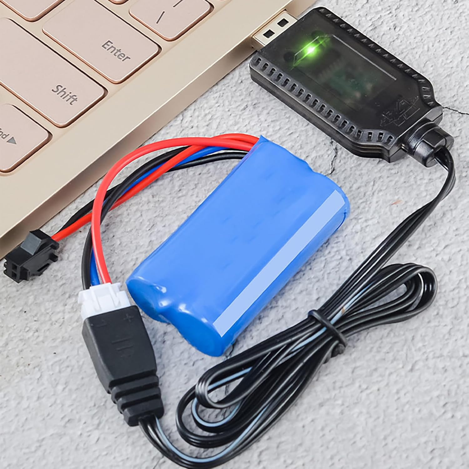 Tunghey 2Pack USB Charger Cable LED Indicator Compatible with 800Ma 2S 7.4V Li-Po Batteries for RC Dro-Nes/Qua-Dcopter/Veh-Icles with XH-3P Connector image number 4