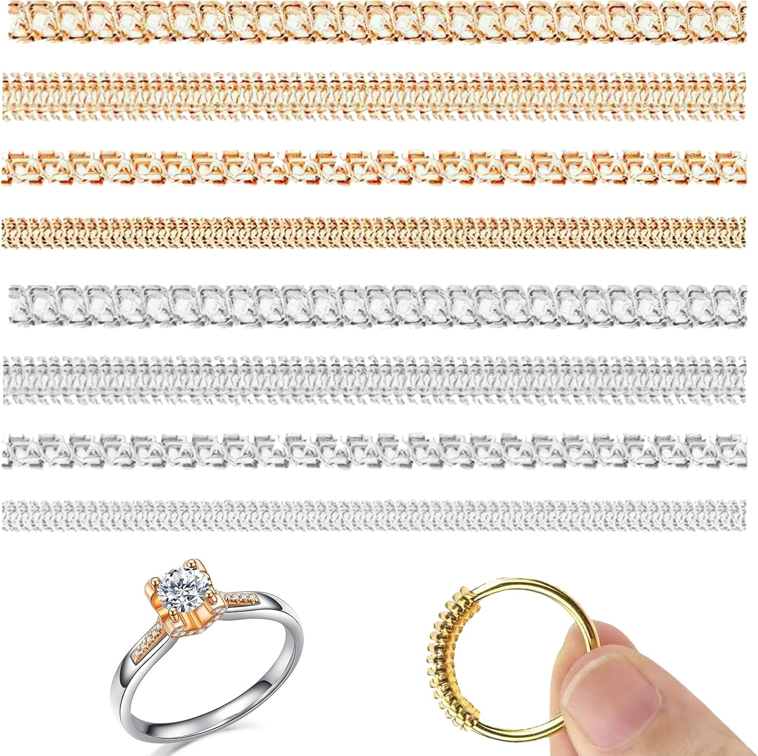 Ring Size Adjusters - Invisible Ring Adjusters for Daily Wear, Loose Ring Size Adjusters Fit Almost Any Ring, Ideal for Wedding, Engagement & Fashion Jewelry, Easy to Install & Reusable