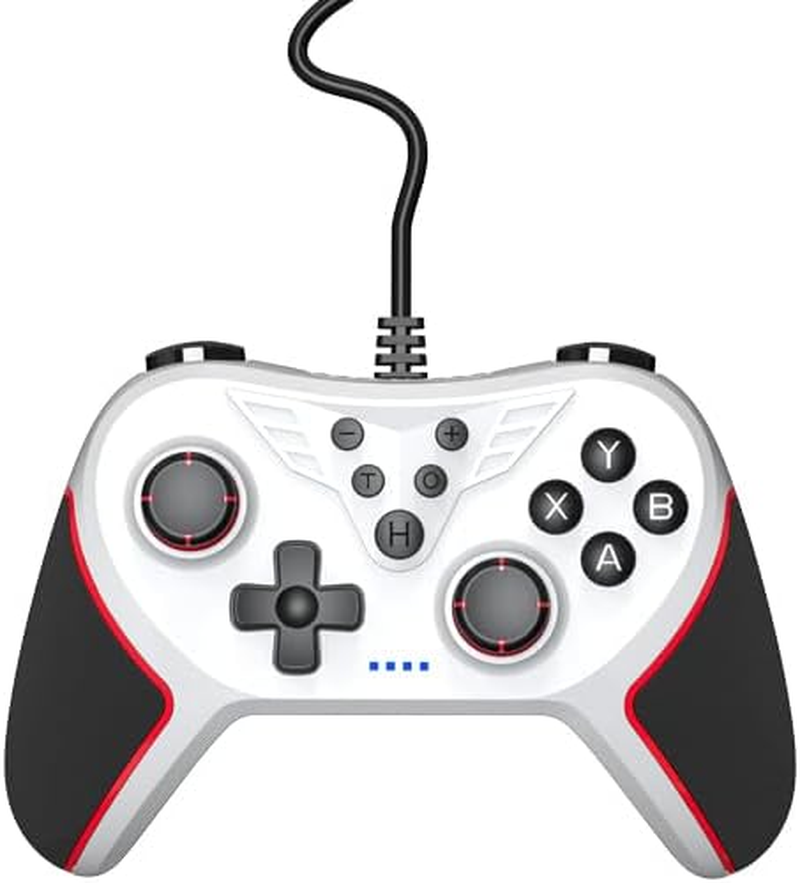 Multiplatform Gaming Controller for Pc/Switch, Wired USB with Turbo Function, Programmable Buttons, Vibration Feedback (White Red Black) image number 5