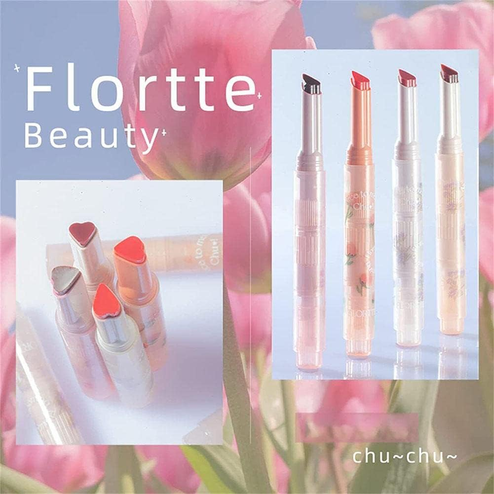 Flortte Jelly Lipsticks First Kiss Love Nice to Meet Chu Heart Shape. Moisturizing Lip Glaze for a Luscious Pout