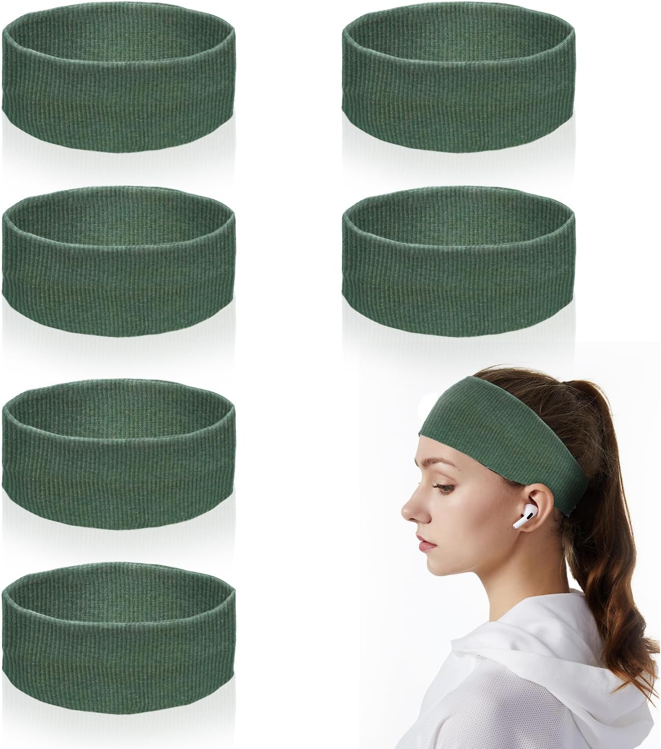 Pack of 6 Women'S Headbands, Elastic Wide Hair Bands, Headband, Sports, Sweat Hair Bands, Non-Slip, Fashionable, Wide Elastic, Soft Hair Band image number 1