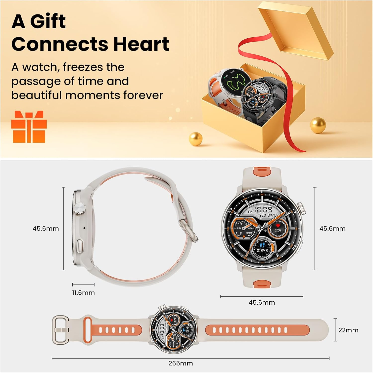 Smart Watch for Men Women GPS, 1.43'' AMOLED Smartwatch with Compass/Barometer/Altimeter 100+ Sports Fitness Tracker with Health Monitor for Android Ios 3ATM Waterproof Answer/Make Call