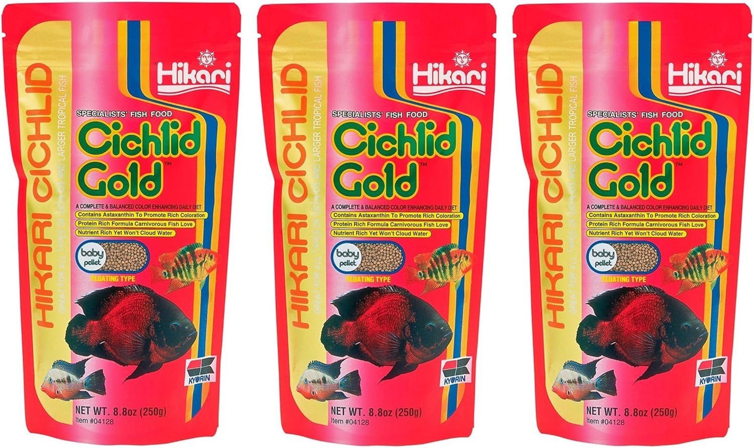 Hikari Cichlid Gold Floating Baby Pellets for Pets, 8.8-Ounce (3 Pack)