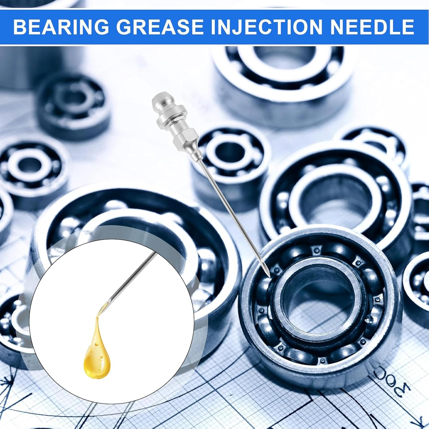 7Pcs Grease Needle Accessory Set - Includes 5 Grease Needle Nozzles, 1 Grease Needle Dispenser, and 1 Rubber Nipple Adapter - Perfect for Grease Dispensing and Injection Tool Gun Fitting image number 1