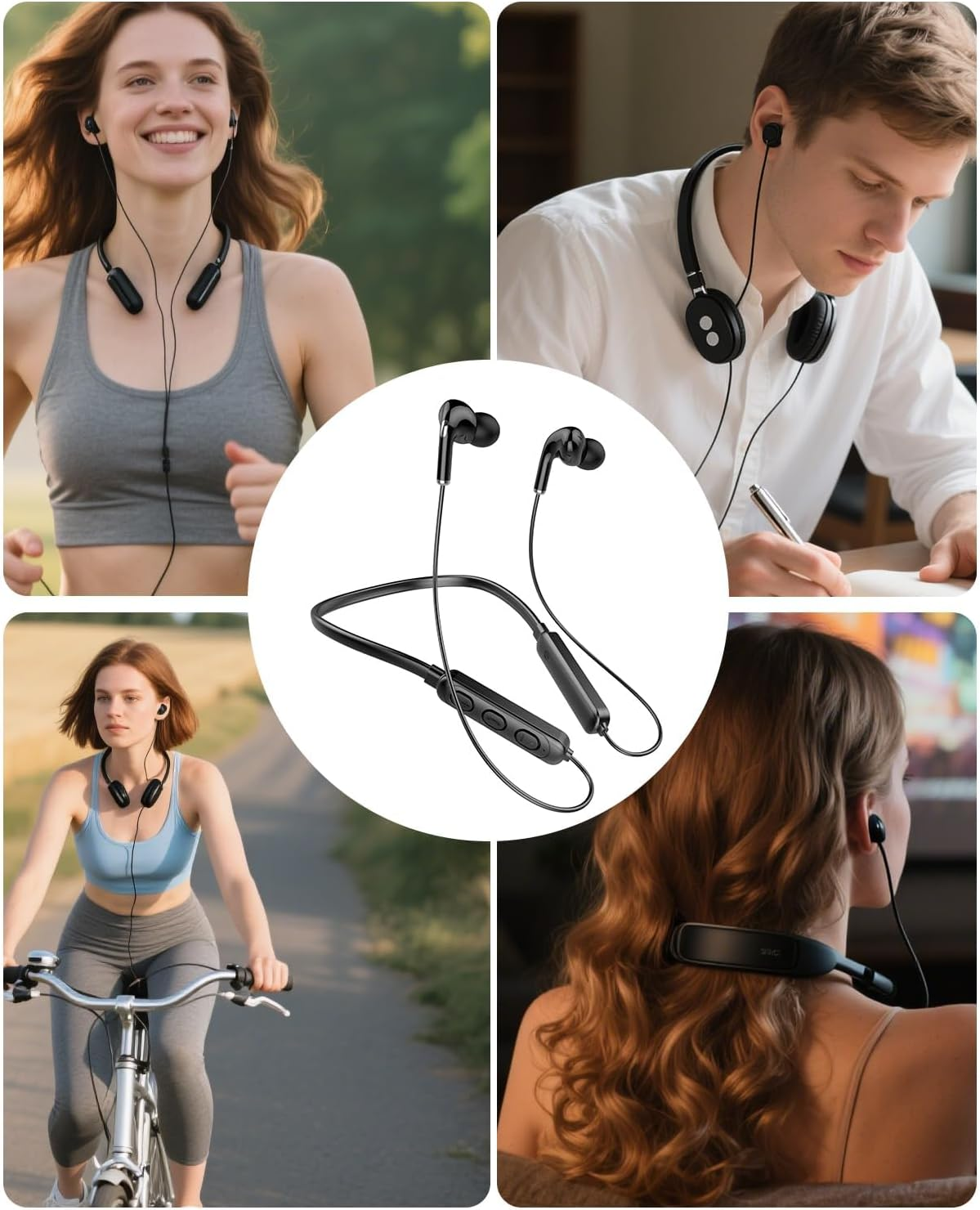 Bluetooth 5.1 Neckband Earphones Bluetooth Earphones Wired Sport with Noise Cancelling Mic, Magnetic Headset Lightweight Neckband Headset for Running Waterproof Sweat for Cycling Workout GYM Home image number 4