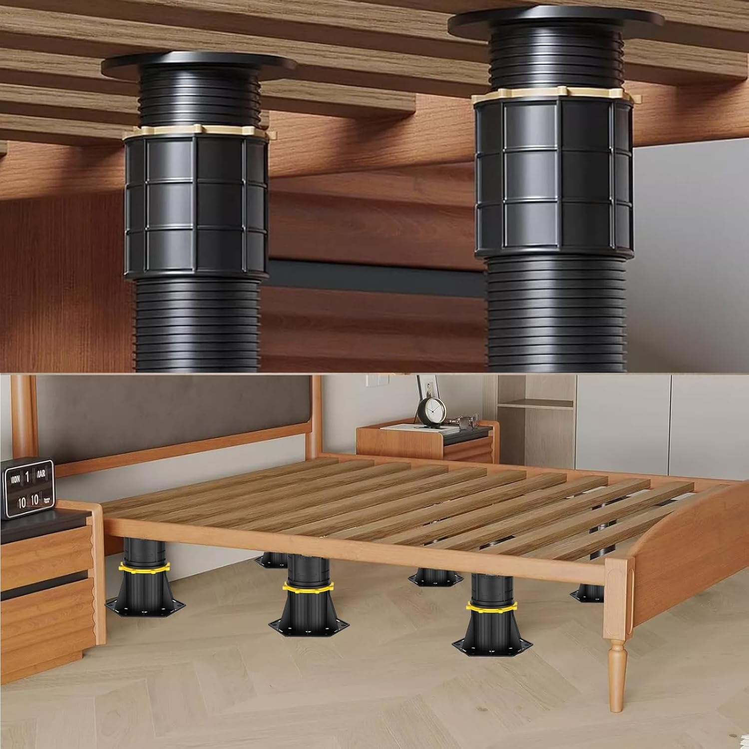 2 Pcs Adjustable Height Bed Support Legs 8.5-13 Inch, Replacement Support Legs for Bed Frame/Center Slat,Bed Support Reinforcement Parts image number 1