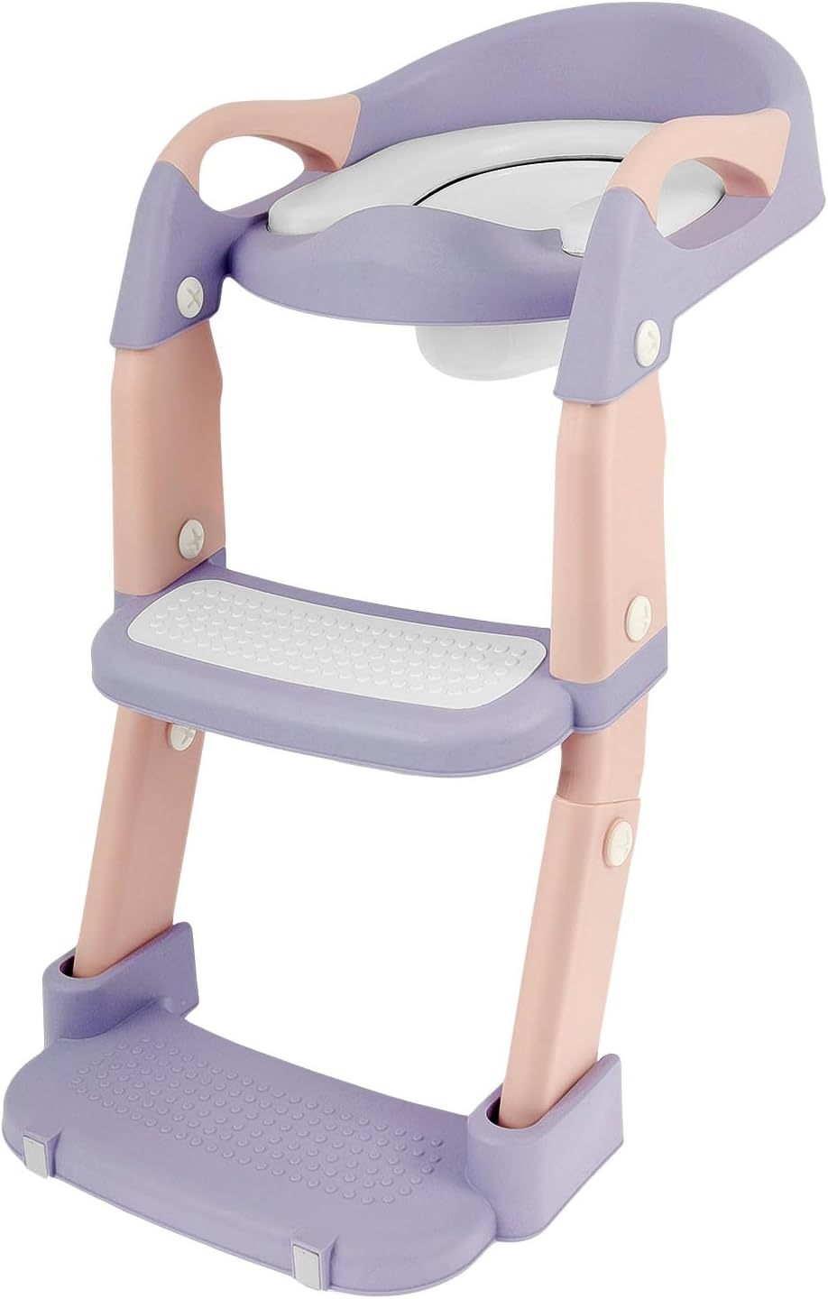 Potty Training Seat with Step Stool Ladder, Height Adjustable Potty Training Toilet with Nonslip Pad Foldable Toddler Toilet Seat for Toddler Kid Boy Girl (Grey)