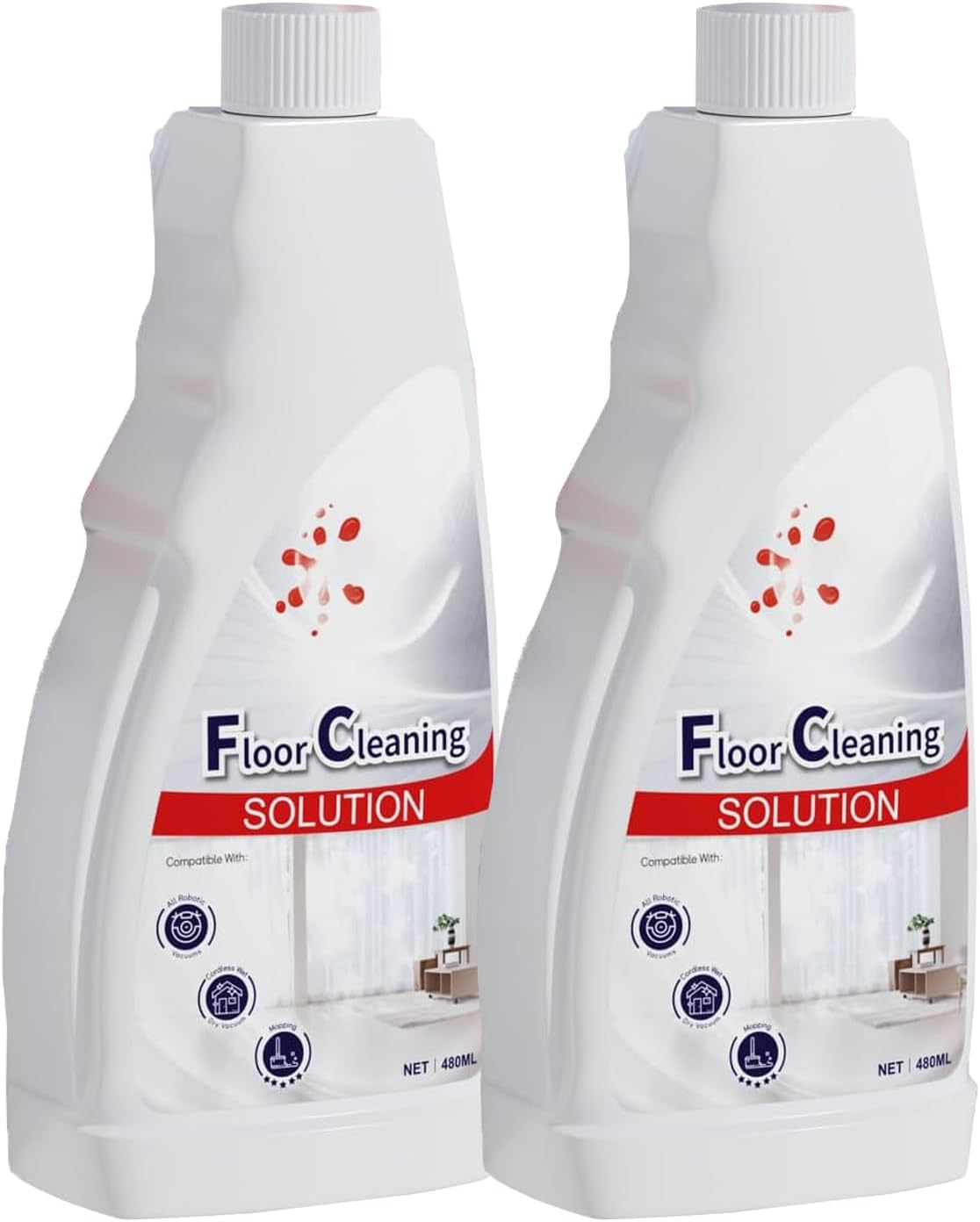 2 Bottle Floor Cleaning Solution Compatible with Roborock Robot Vacuum and Mop Cleaner,Deep Cleans for Multiple Hard Floors, Suitable for All Robot Vacuums with Mopping image number 2