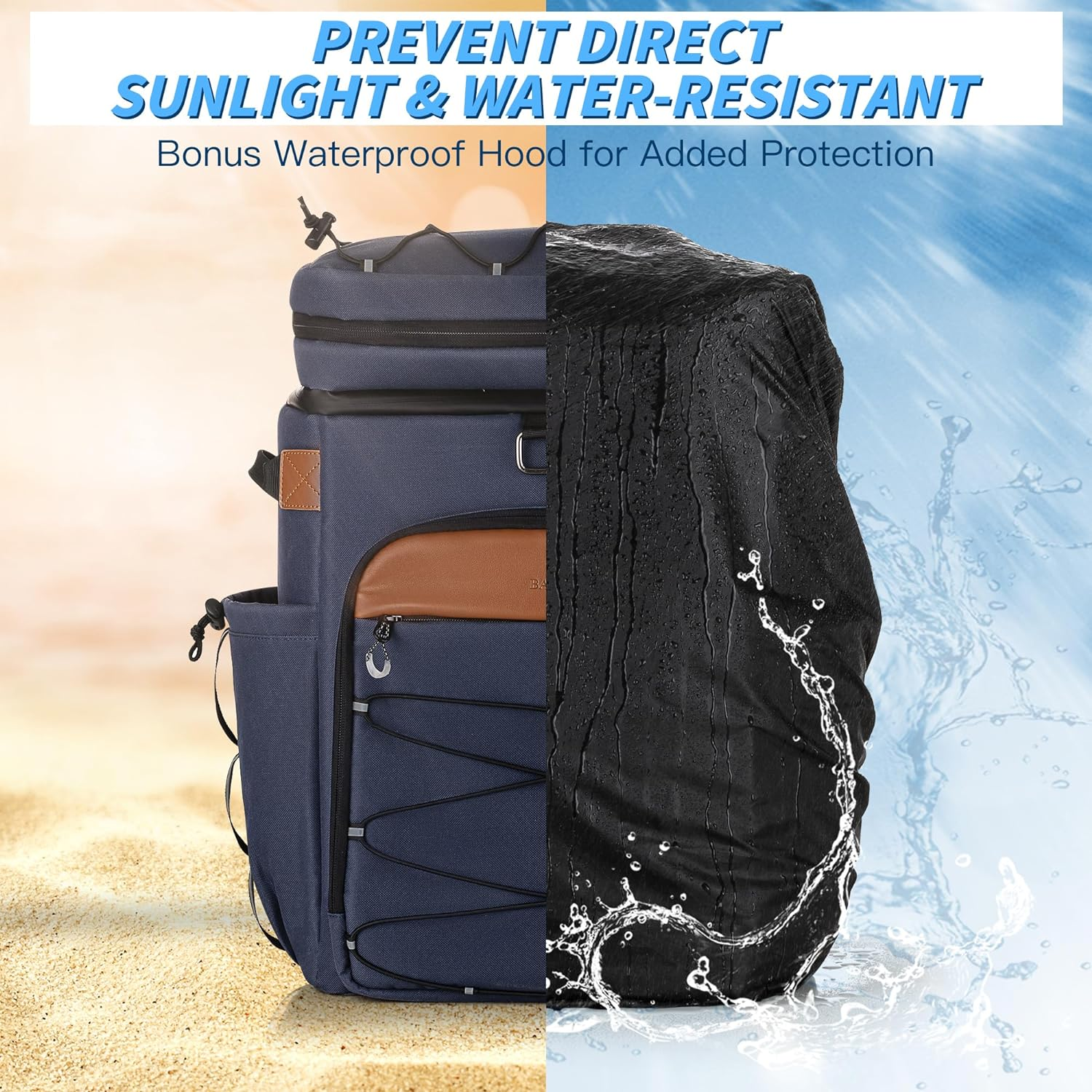 Cooler Backpack with Insulated Waterproof Cover(Extra), 42 Cans Backpack Coolers Insulated Leak Proof, Large Soft Cooler Bag, Portable Ice Chest Backpack for Camping Picnic Beach image number 5