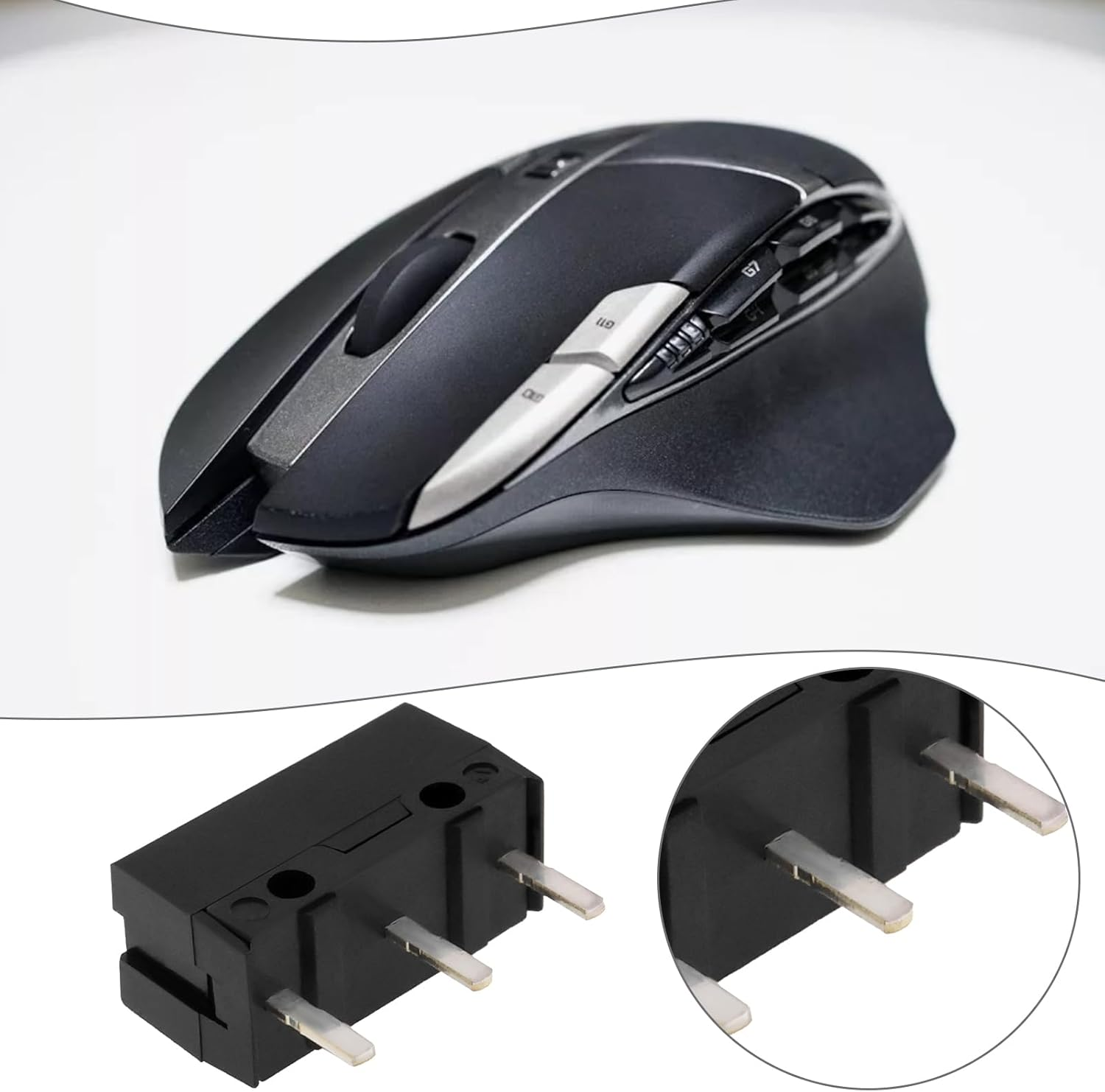 YINETTECH 1 Set Mouse Feet and R L Switches and Middle Click Compatible with Logitech G602 image number 1