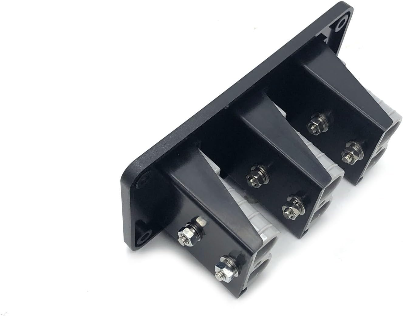 Triple 50A Anderson Plug Flush Mount Black Bracket, Vertical Wall Installation, Heavy-Duty Power Distribution System image number 1