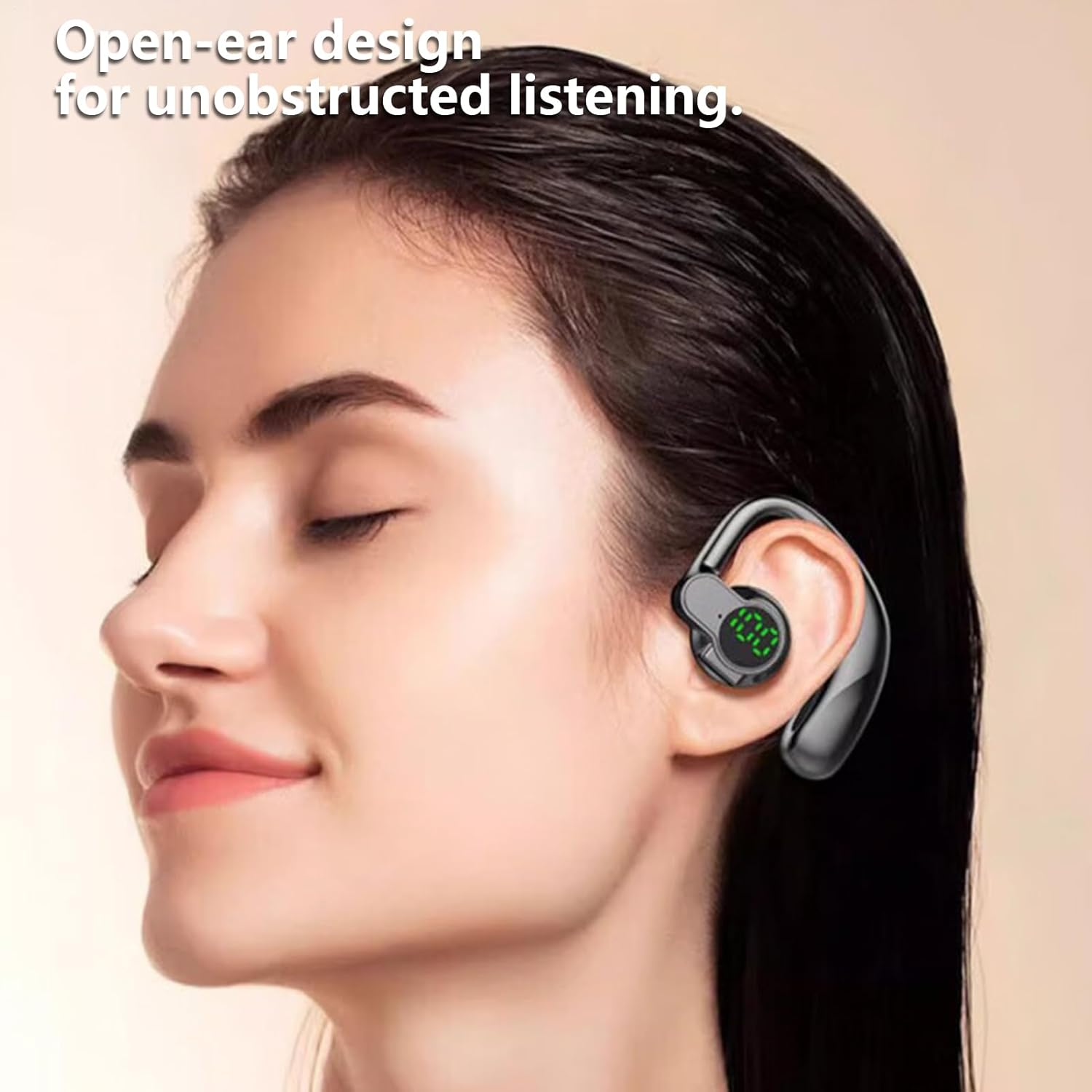 Around the Ear Wireless Earbuds,Sports Earbuds - Headset with Digital Display for Music Gym Swimming Phone Calls Study Outdoor Home Play Game Work image number 5