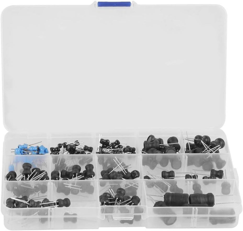 Inductors, 145Pcs 10Uh-10Mh 12 Portable Mini Values Choke Vertical Inductors Assorted Kit with Special Guide Pin Structure image number 6