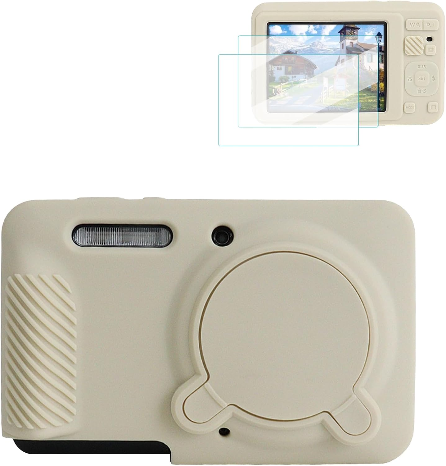 Rieibi Silicone Case for Kodak PIXPRO FZ55 Case, Accessories for Kodak PIXPRO FZ55 Camera Case with 2 Pcs Screen Protectors, Detachable Lens Cover for PIXPRO FZ55 Camera，Black