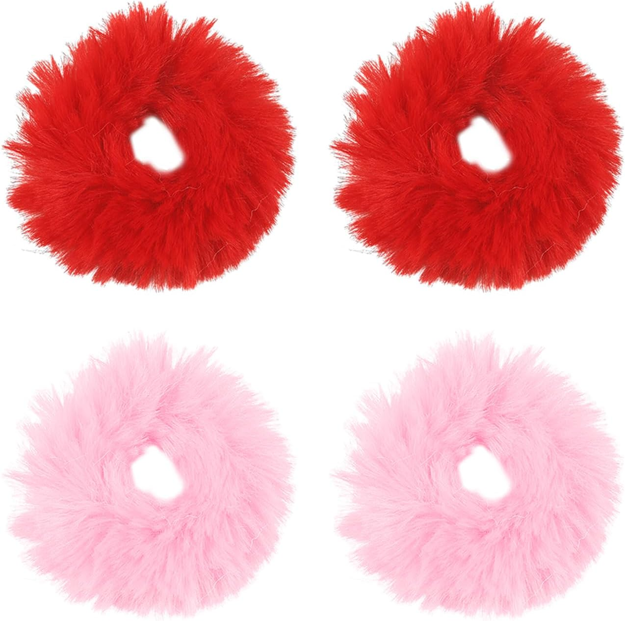 Pack of 4 Plush Hair Ties, Imitation Rabbit Hair Rope, Clothing Hair Scrunchie Accessories, High Ponytail Hair Rope Decoration, Soft and Fluffy Hair Accessories for Girls