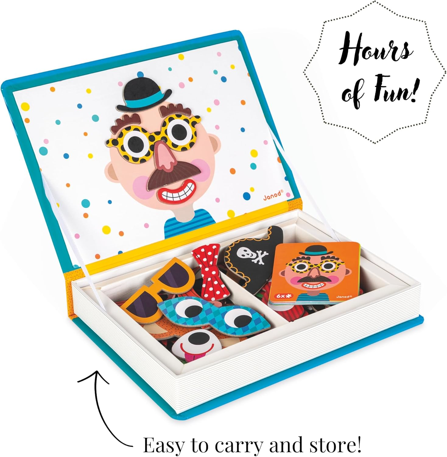 Janod - Boys Crazy Faces Magnetibook image number 3