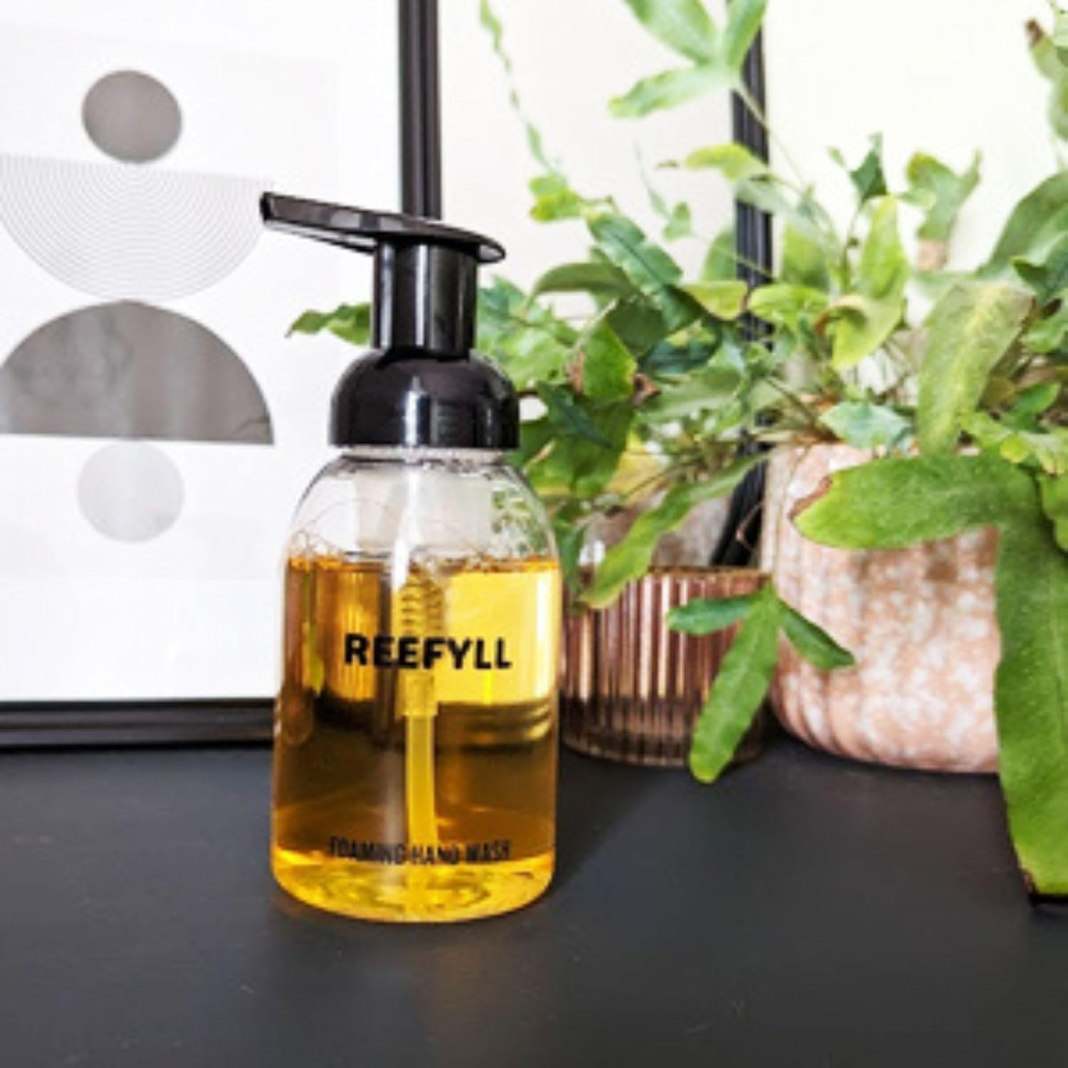 Reefyll Foaming Soap Dispenser Starter Pack with Refillable Bottle 250Ml and Hand Soap Tablet X1 for Bathroom Kitchen Countertop Refillable Foam Soap with Juicy Orange Scent Duo Pack image number 1