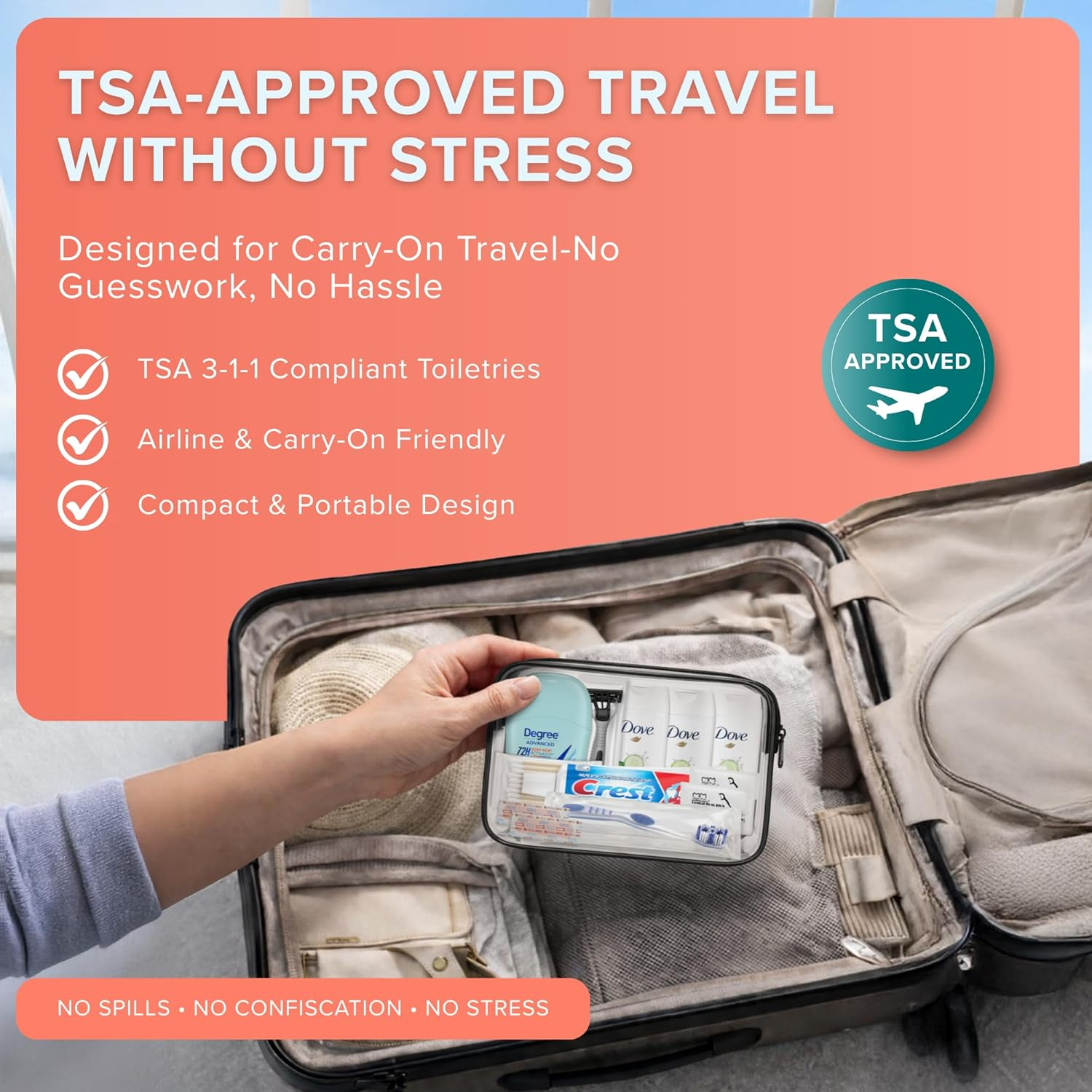 Trektote Travel Toiletry Kit for Women &ndash; 12 Piece Set of Travel Size Toiletries, TSA Compliant, Travel Essentials, Includes Shampoo and Conditioner, Body Wash, Toiletry Bag & More image number 5