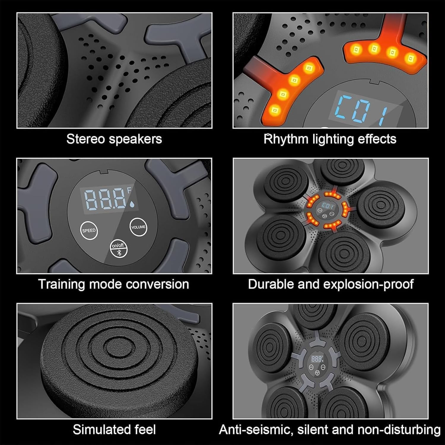 Music Boxing Machine with Boxing Gloves, Wall Mounted Punching Machine Bluetooth Music Boxings Trainer Equipment for Adults and Kids Training Beat Punch Pad Home Gym Electronic Workout image number 3