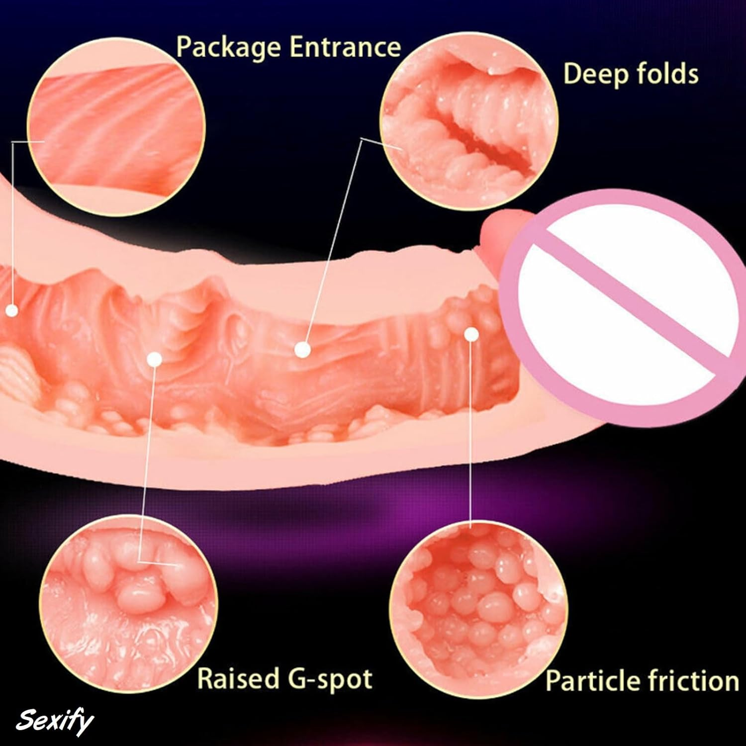 Realistic Dildo Pocket Pussy Masturbators Adult Sex Toy Stimulator with 3D Textured Mini Pussy Soft Vaginal G-Spot Dildo Stroker for Men and Couples Penis Soft Extender Extension Delay Hollow Sleeve Masturbation Cup Male Sex Toy image number 2