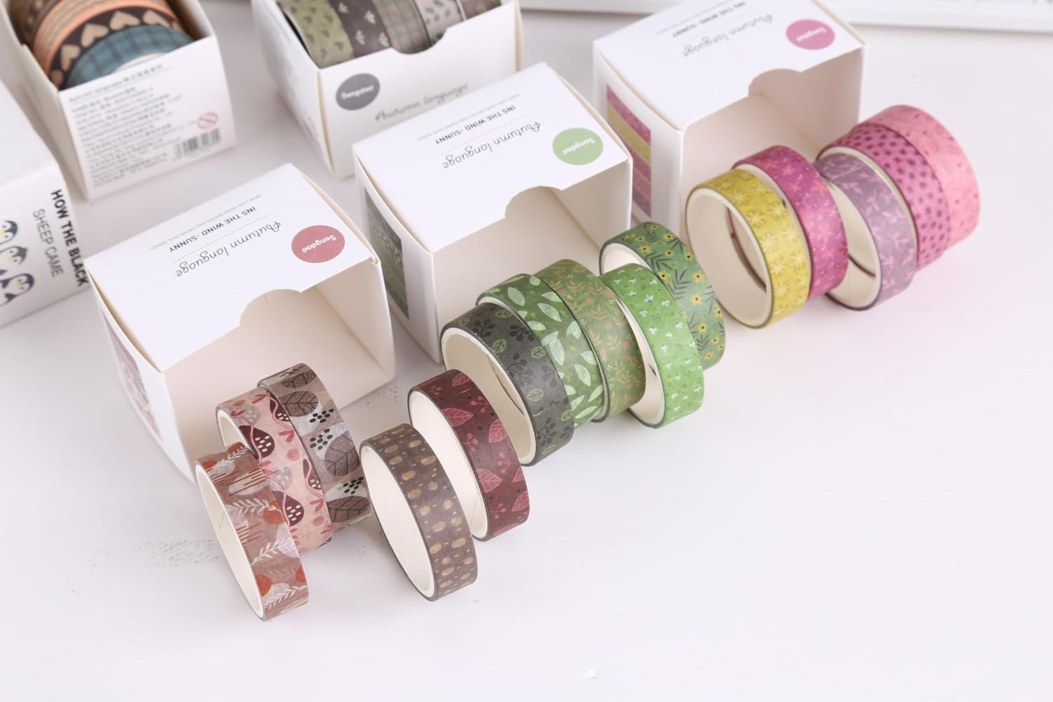 YUBX Basic Washi Tape Set 30 Rolls Plants Patterns Decorative Skinny Slim Masking Tapes for Arts, DIY Crafts, Journals, Planners, Scrapbook, Wrapping (Tropical Wetlands) - Tropical Wetlands image number 4