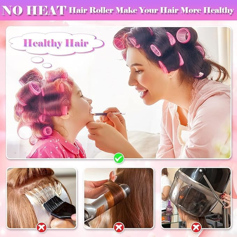28 Pcs Jumbo DIY Hair Curlers Rollers with Clips, Big Rollers for Hair Set with 3 Sizes Self Grip for Long Medium Short Thick Thin Hair Bangs Volume, Salon Hair Dressing image number 6
