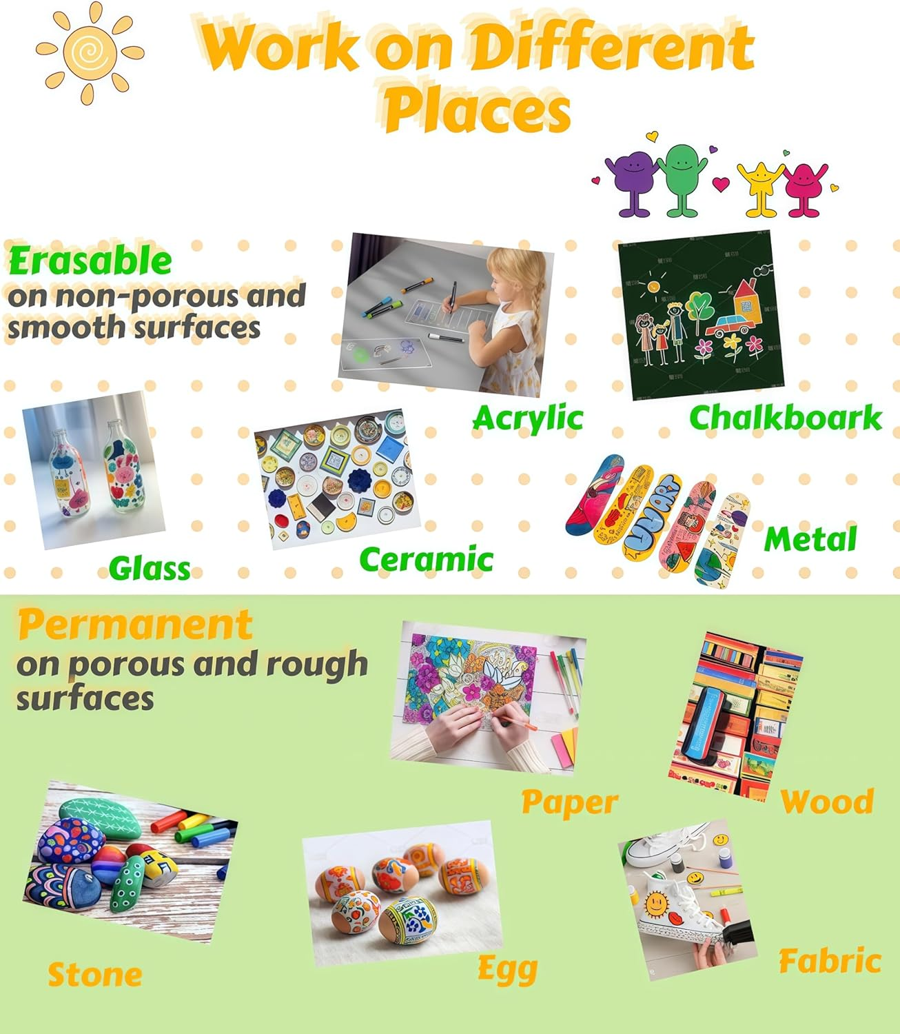 Joiyota 8-Color Acrylic Magnetic Whiteboard Markers Set &ndash; 1Mm Fine Tip & Brush Cap, Liquid Chalk Dry Erase Markers for Whiteboard, Glass, Acrylic Crafts & Chalk Pen Art - 8 Colors Magnetic image number 6