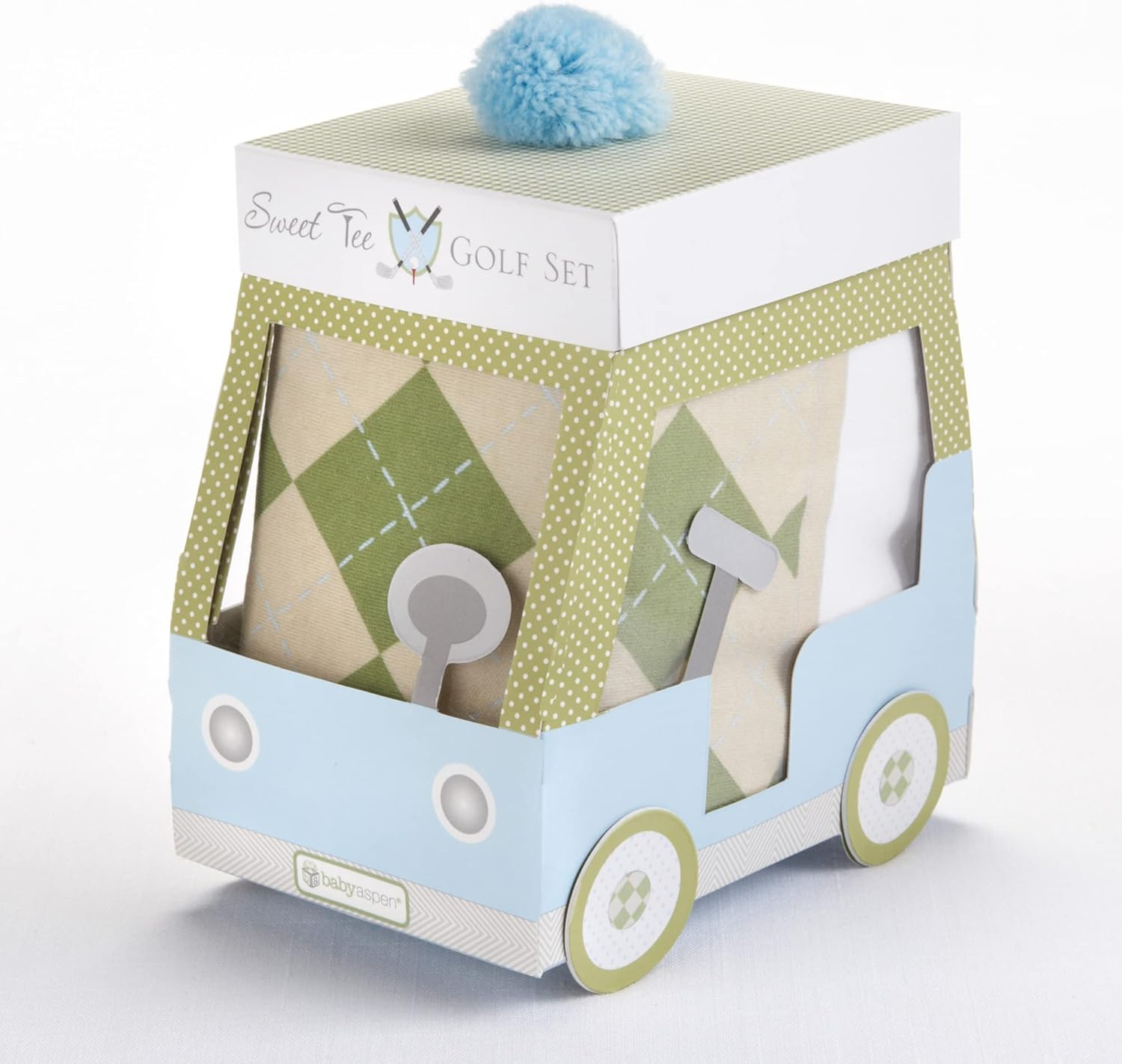 Baby Aspen Three Piece Layette Set in Golf Cart Package, Green/White, 0-6 Mos. image number 2