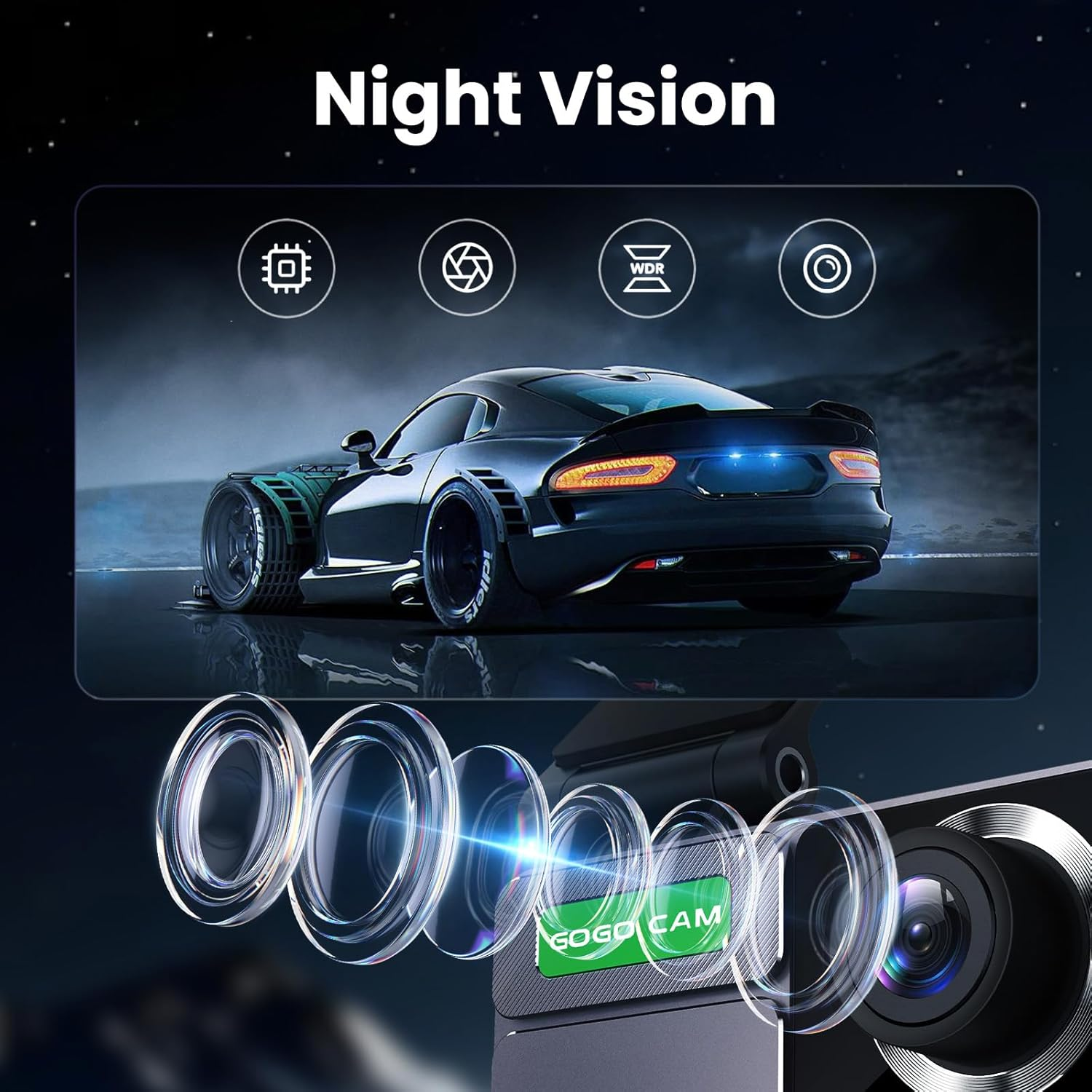 V02 Dash Cam for Cars 4K 2160P Car Dash Camera Recorder 3.18Inch Screen Dashboard Camera with 64GB Card，170&deg; Wide Angle, Super Night Vision, WDR, Loop Recording, G-Sensor, Motion Detection image number 2