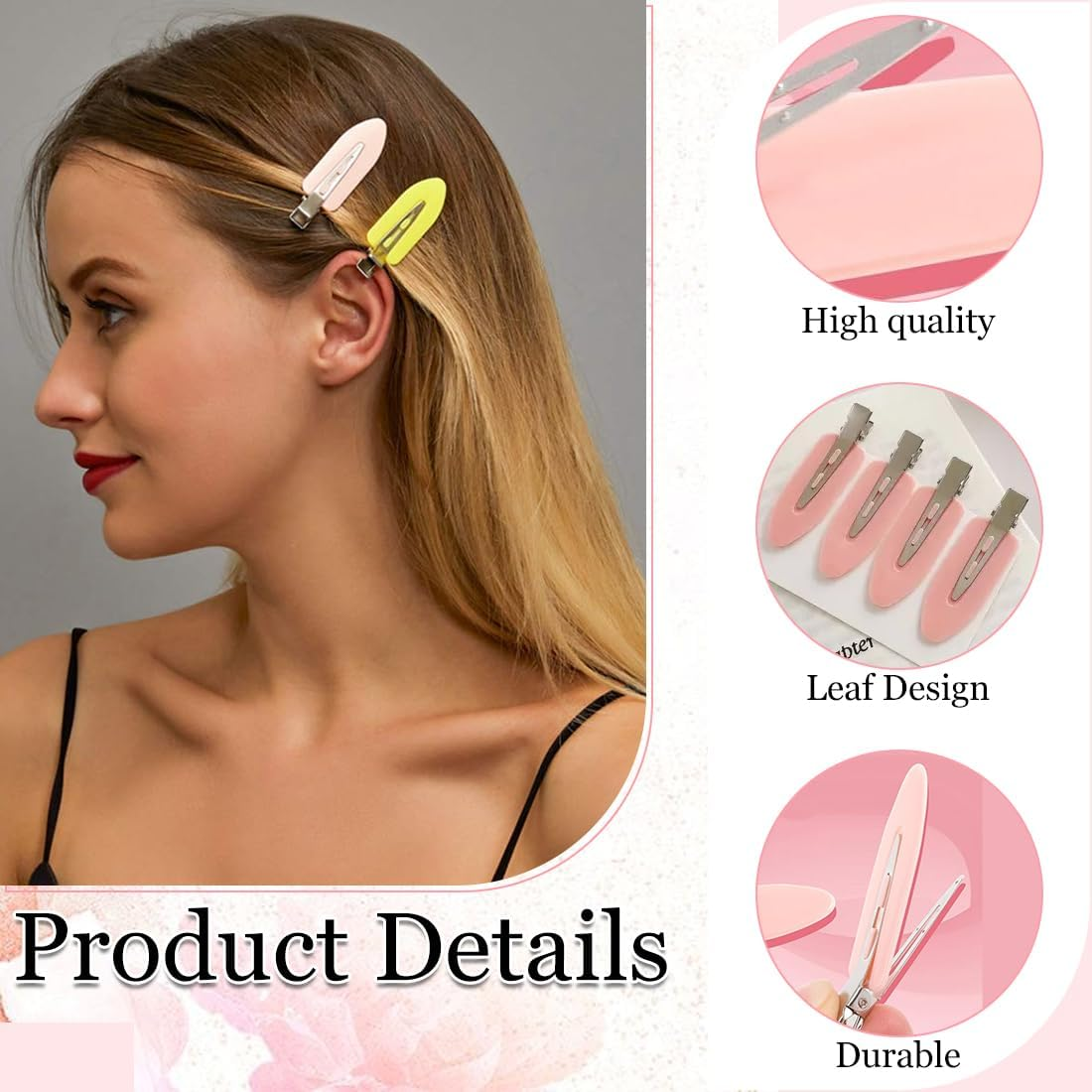 20 Pieces Seamless Hair Clips, Hair Pin Curl Clips, No Bending Hair Clips, Hair Pin Curl Clips, No Bending Hair Clips for Hair Styling, Make up (White/Blue/Black/Pink/Yellow) image number 1