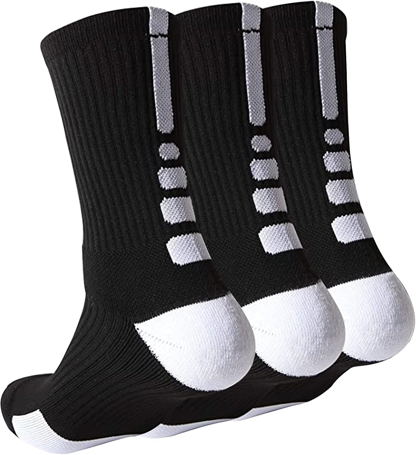 Elite Basketball Socks, Cushioned Mid-Calf Athletic Sports Running Socks for Men & Women