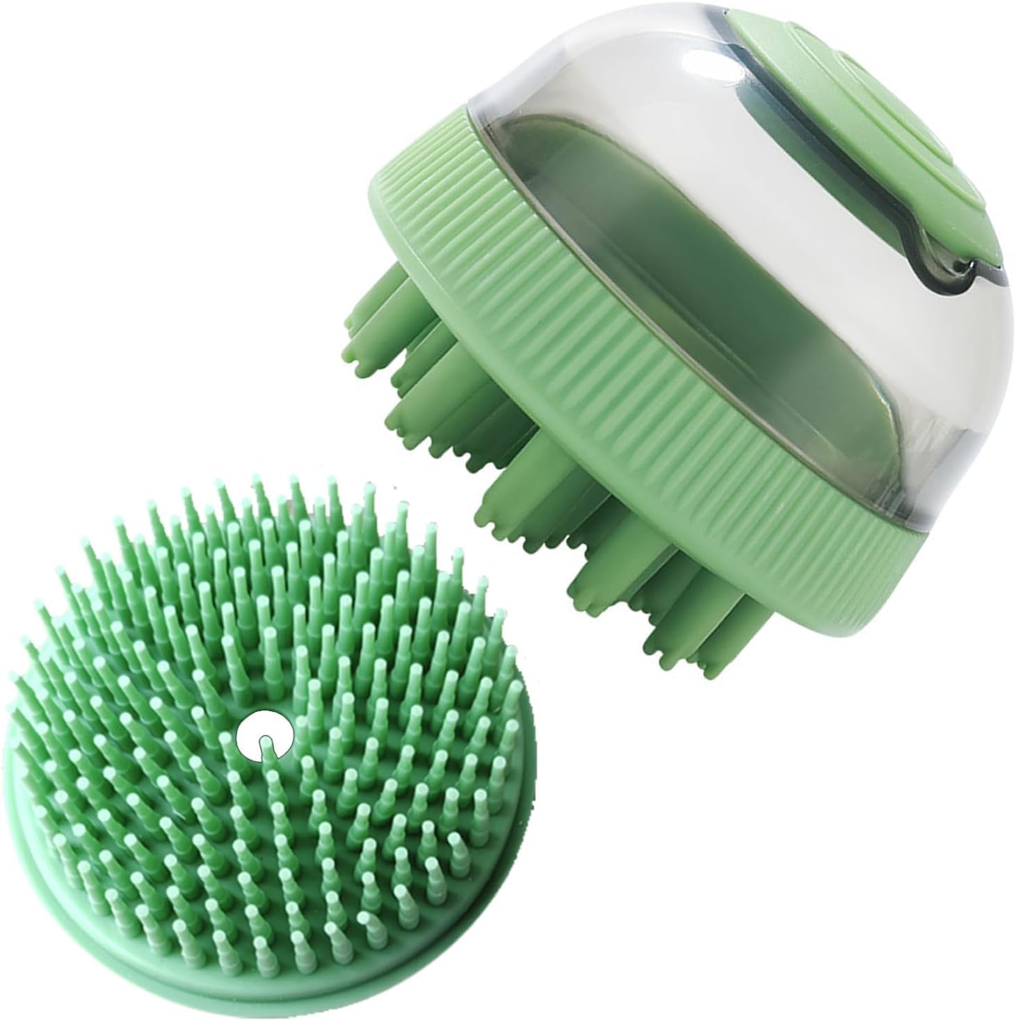 Pet Grooming Brush Bath Shampoo Massage Dispenser Shower Brush, 1Pc Dog Bath Brush Scrubber Soft Silicone Pet Grooming Brush Bath Shampoo Massage Dispenser Shower Brush Pet Massage Shower Brush,Green