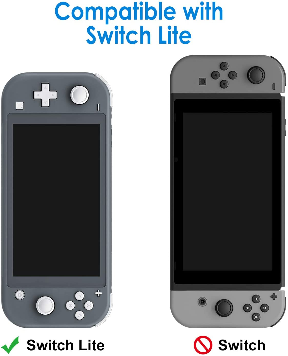 Jetech Protective Case for Nintendo Switch Lite 2019, Grip Cover with Shock-Absorption and Anti-Scratch Design (HD Clear)