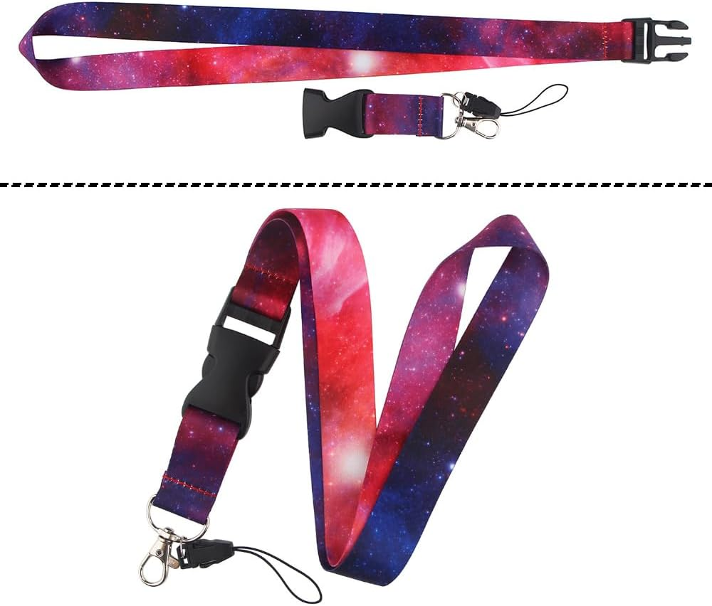 5 Sets Starry Sky Neck Lanyards, Betterjonny Colorful Detachable Galaxy Lanyard Buckle Hook Breakaway Strap Quick Release Lanyard Keychain Starry Sky Neck Lanyards for Women/Men image number 4