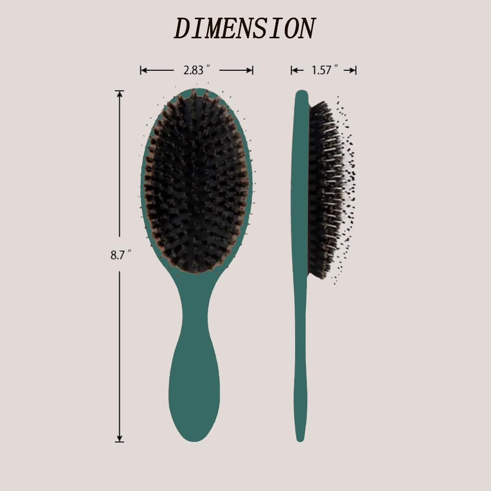 Hair Brush, Boar Bristle Detangling Brush for All Hair Types, Air Cushion Scalp Massage Pain-Free Styling Comb for Women Girls (Green) - Green image number 3
